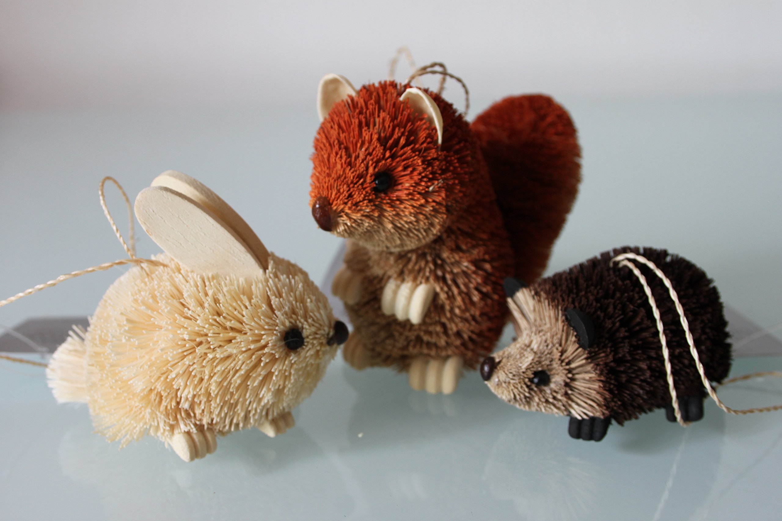 Gisela Graham Beige Woodland Animals Cone Cone/Wood Bristle Christmas Decoration Set Of 3 (Beige)