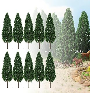 Model Train Scenery,20Pcs Plastic Tower Shaped Trees Model Train Railway Railroad Scenery Landscape for Doll House Decor Pine Trees