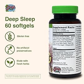 Herbs Etc. Deep Sleep Softgels - Herbal Sleep Support Supplement - Rest & Calming Support with Passionflower, Chamomile & Lemon Balm - 60 Softgels (60 Servings)