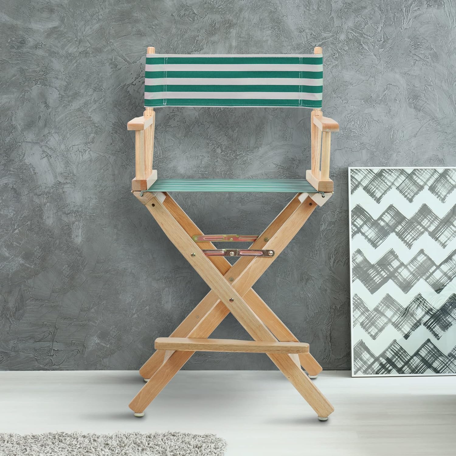 Casual Home 24" Director's Chair Natural Frame-Teal Cabana