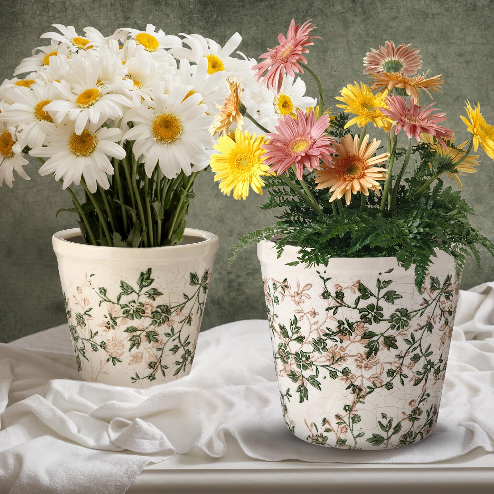 Amazon.com: Ninehaoou 2 Pack Vintage Planter Large Ceramic Plants