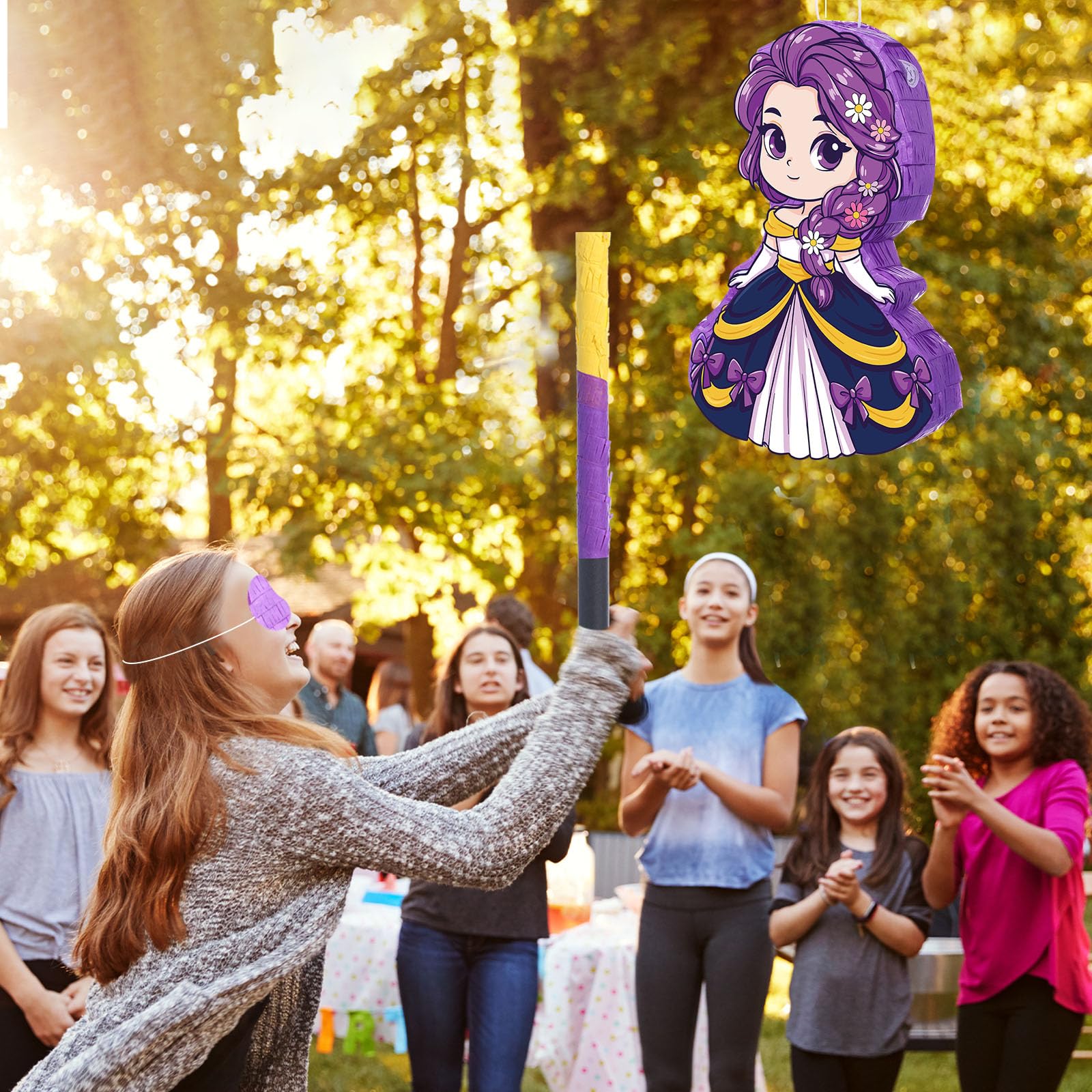 Threan Kpop - Piñata con temática de K-pop, piñata de cumpleaños musical con venda para los ojos, murciélago, palo de música, suministros de fiesta para niñas, suministros de fiesta de cumpleaños