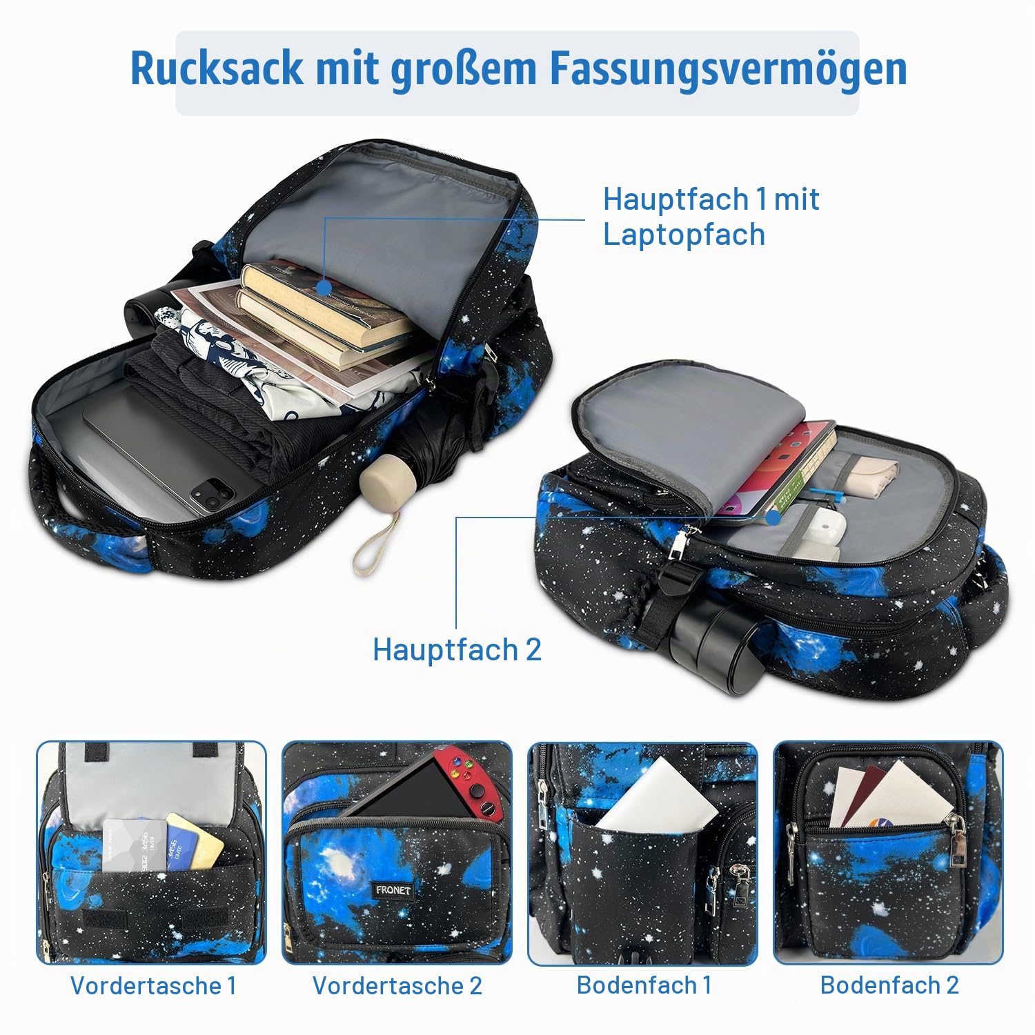 Schulrucksack Jungen Teenager Mädchen Kinderrucksack Daypacks Groß Schultaschen Set Laptop Rucksäcke für Schule Kinder Schulranzen 3 5-10 Klasse 7-16 Jahre Jungs Ranzen Mit Lunchpaket Federmäppchen