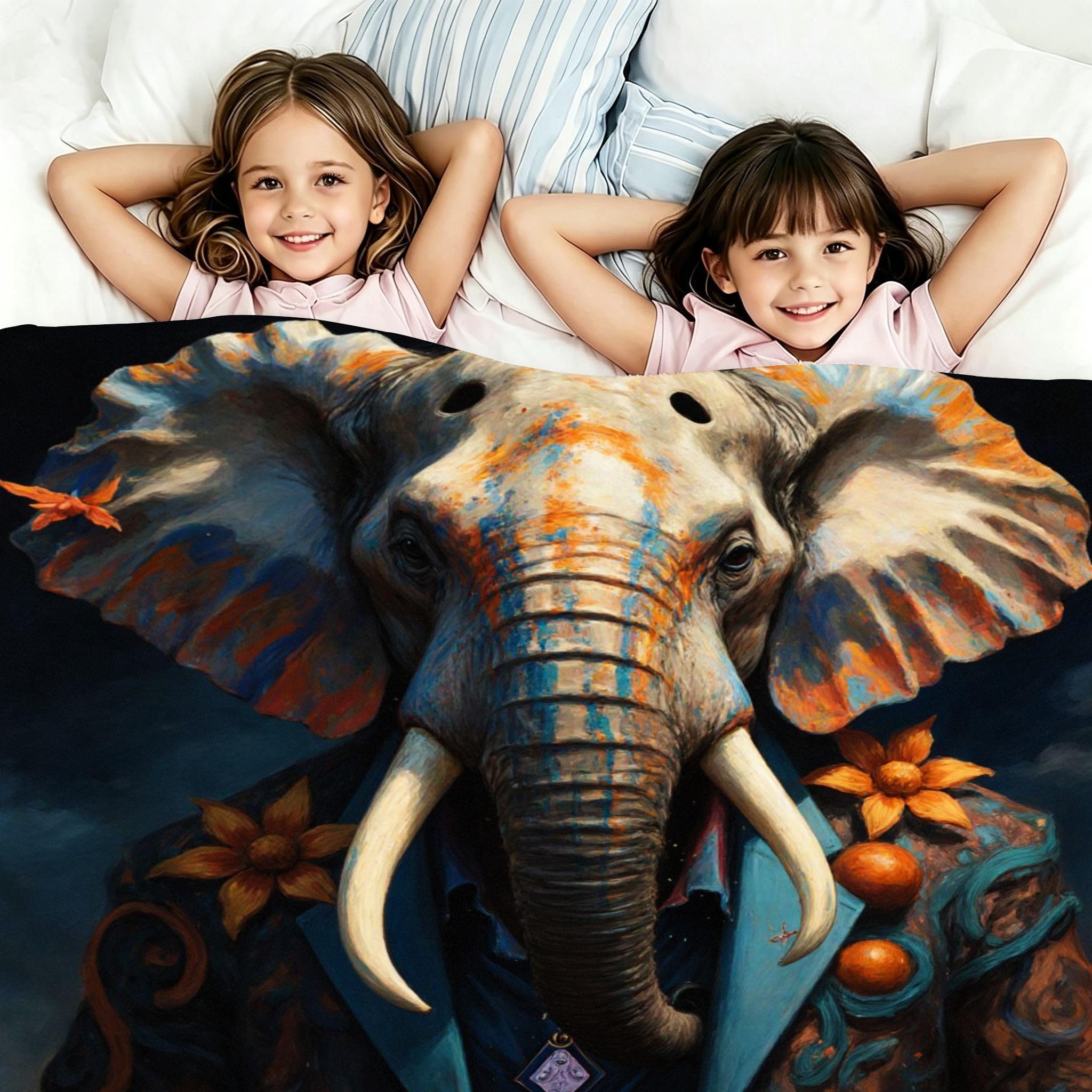 Coperta XXL 240x260 Elefante Animale Flanella Copridivano-A86 | Coperta Multiuso, Resistente Allo Sporco, Durevole e Leggero, per Divano Letto Tutta la Famiglia, Morbida Letto Matrimoniale