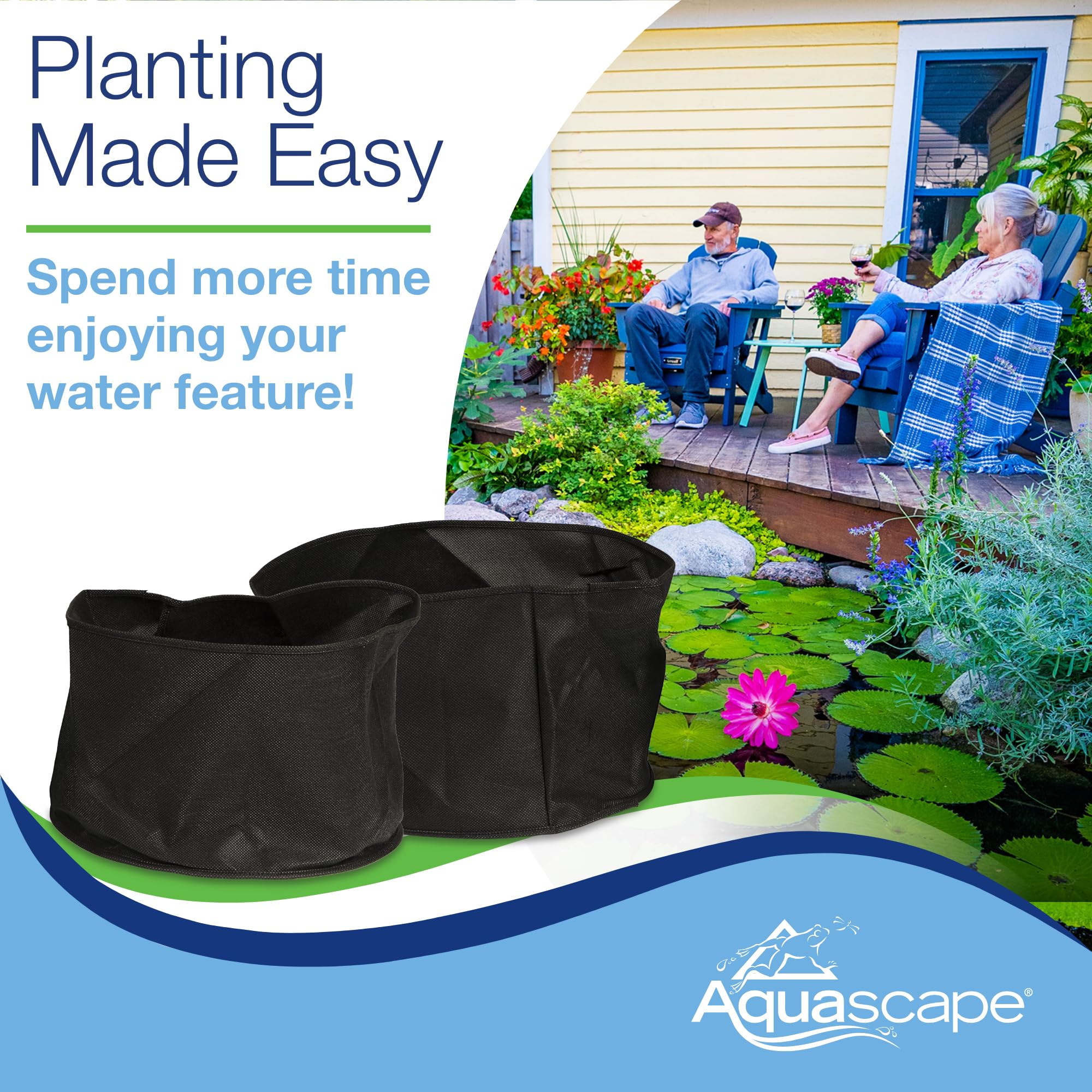 Aquascape Wasserpflanzentöpfe für Teich und Wassergarten, 20,3 x 15,2 cm, schwarz, 2 Stück | 98502