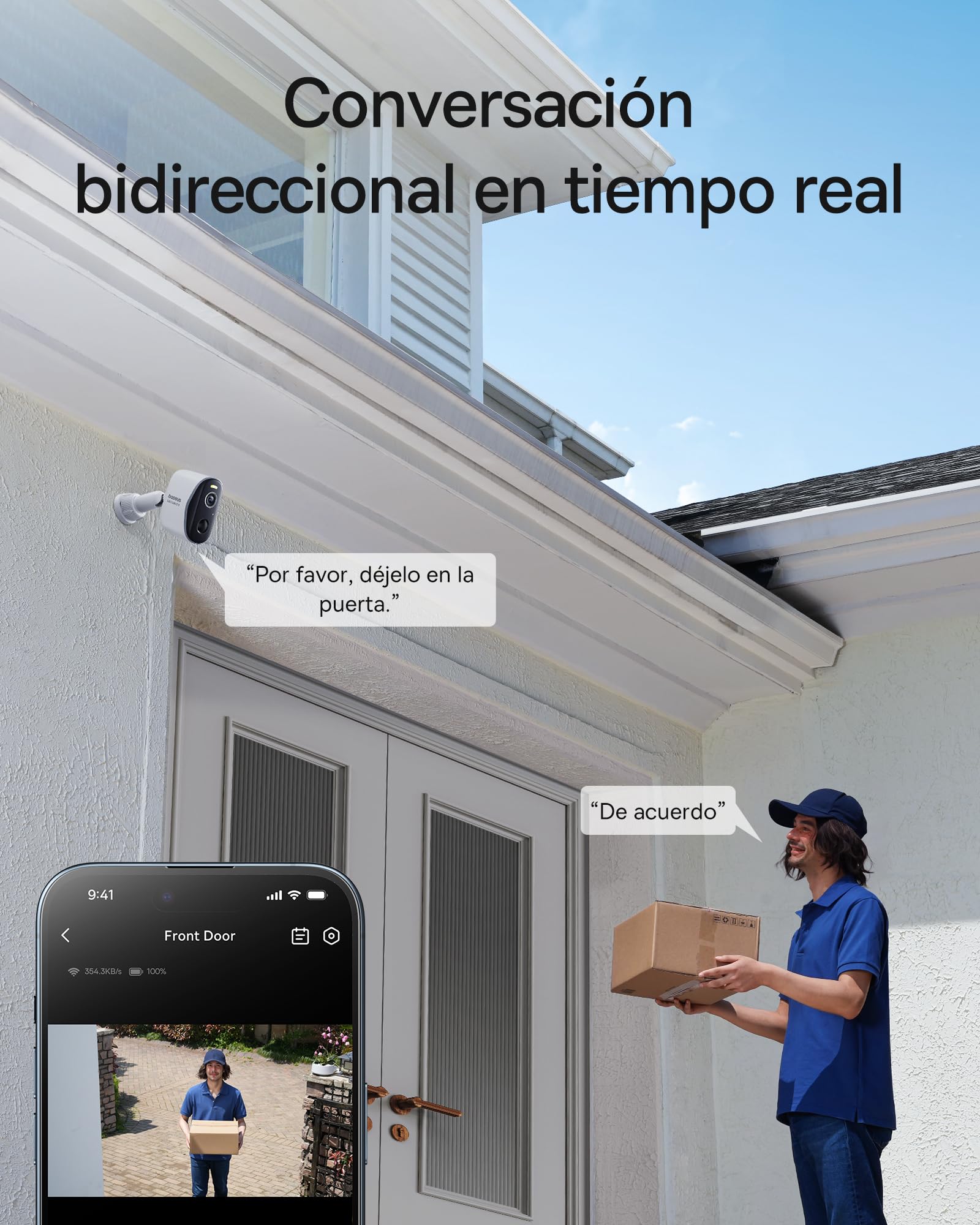Baseus Security Camara Vigilancia WiFi Exterior Batería, 210 Días de Bateria, 2K HD, 145 Grados, IP67, Visión Nocturna, Camara Exterior con Almacenamiento Local, Detección Humana - Kit 4-CAM N1