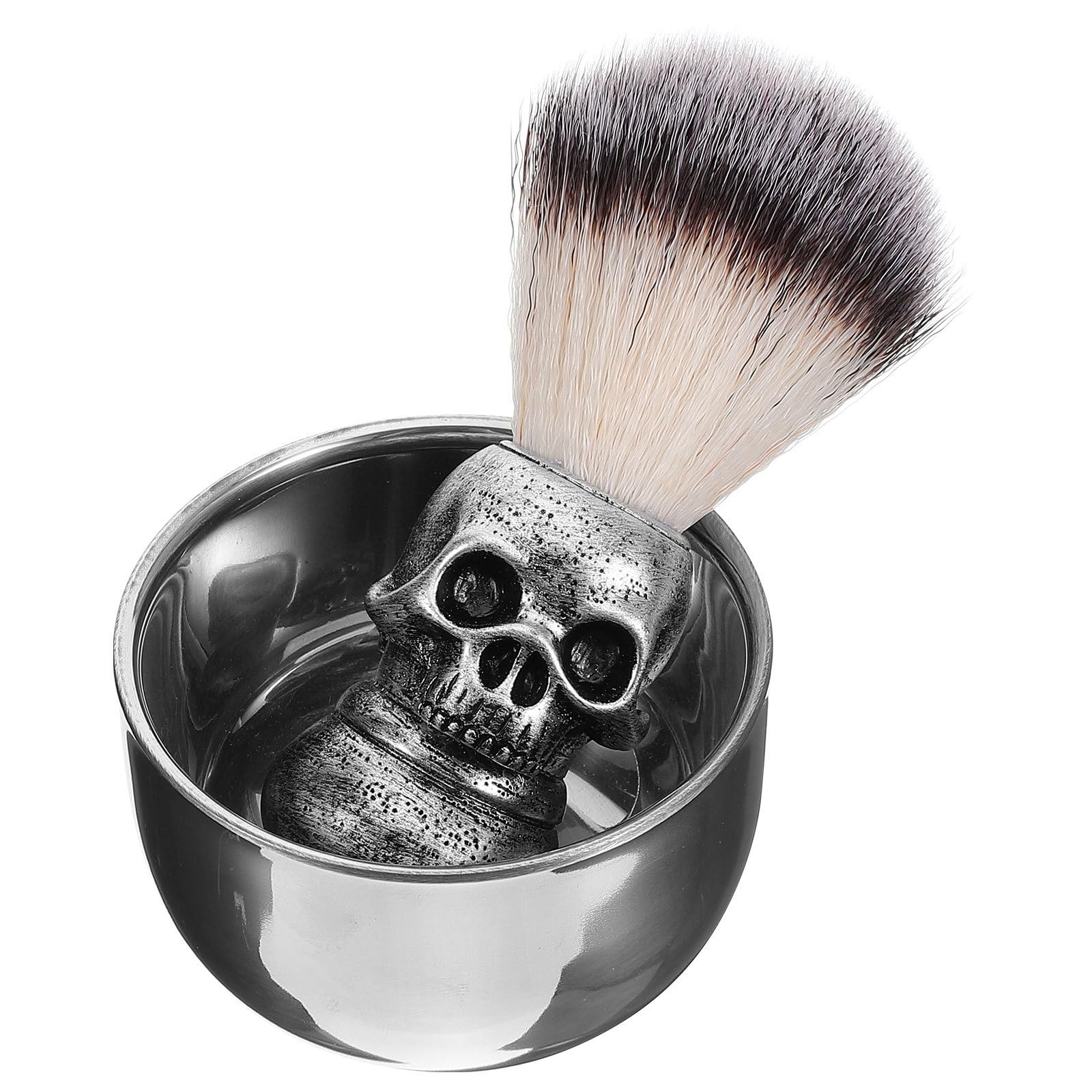 Mobestech 5 Set Kit Rasatura Uomo con Pennello da Barba in Acciaio Inossidabile e Ciotola, Pratico senza Sforzo per Salone di Parrucchiere e Barber Shop