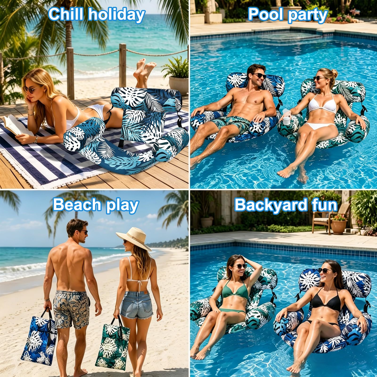 2 Stück Aufblasbare Wasser Pool Luftmatratze für Erwachsene, Aufblasbare Pool Schwimmsitze, Wassersessel Schwimmstuhl, Aufblasbare Wasser Pool Luftmatratze, für Partys, Sommer, Wassers, Strand