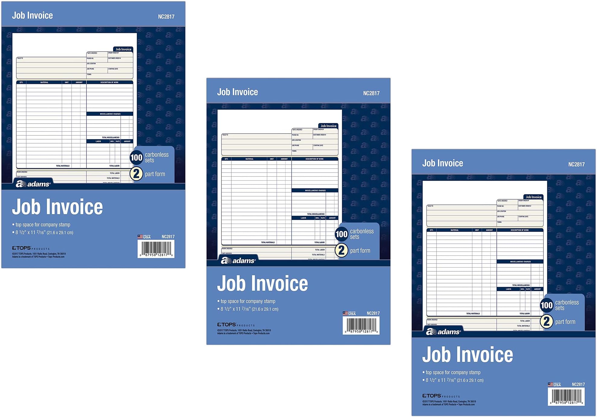 Amazon.com : Adams Job Invoice Forms, 2-Part Carbonless, for Service ...