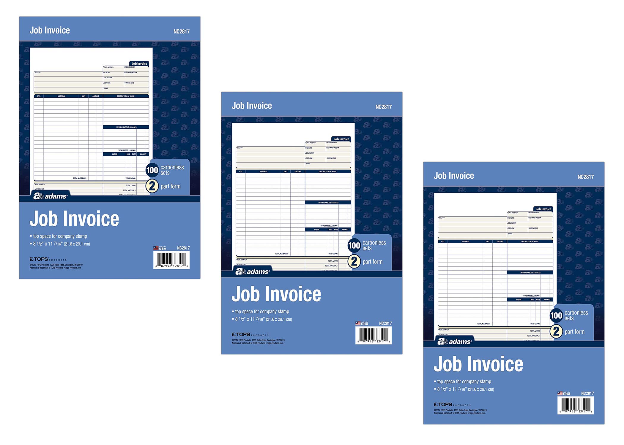 Amazon.com : Adams Job Invoice Forms, 2-Part Carbonless, for Service ...