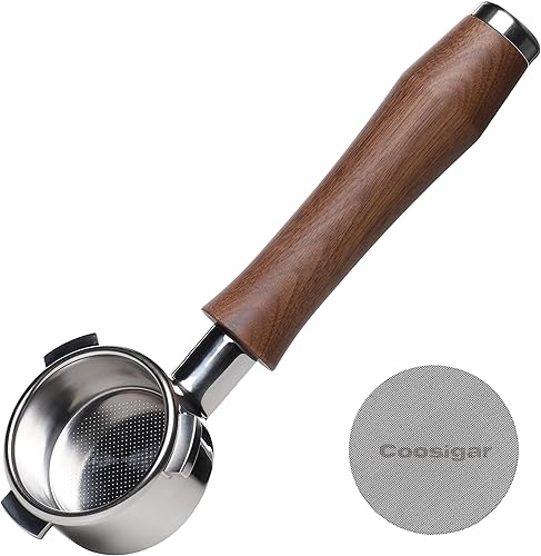 Portafiltro sin fondo de 2.126 in con pantalla de disco  Se adapta a máquinas Breville de 2.126 in  Portafiltro de acero inoxidable y mango de