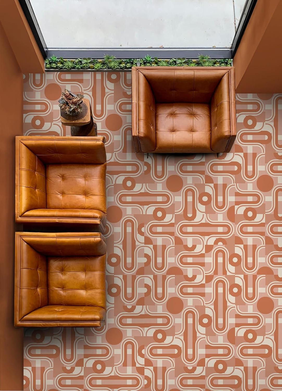 FloorPops x Very Gay Paint Brenda Daworld Terracotta Peel and Stick Floor Tiles, Terracotta Geometric Removable Vinyl Flooring, Self Adhesive Floor Tiles for Kitchen Bathroom Entryway