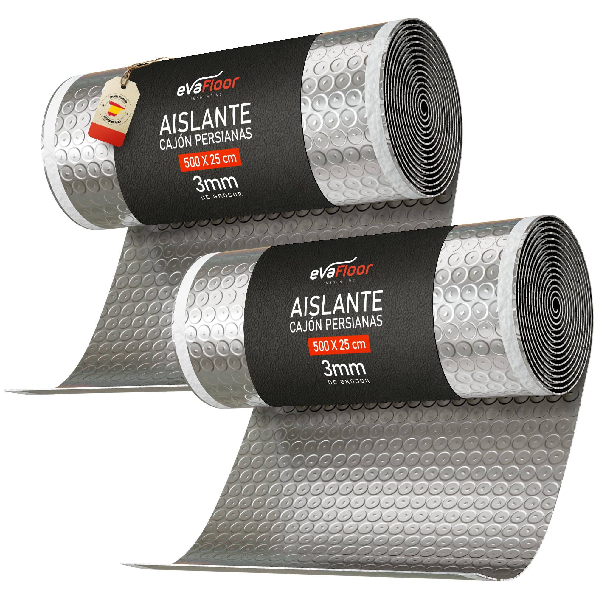 Rollo Aislante Persianas Cajón Autoadhesivo 5m x 25 cm | Aísla Frío, Calor y corrientes de Aire | Ahorro Energético & Mayor Confort (Pack 2)