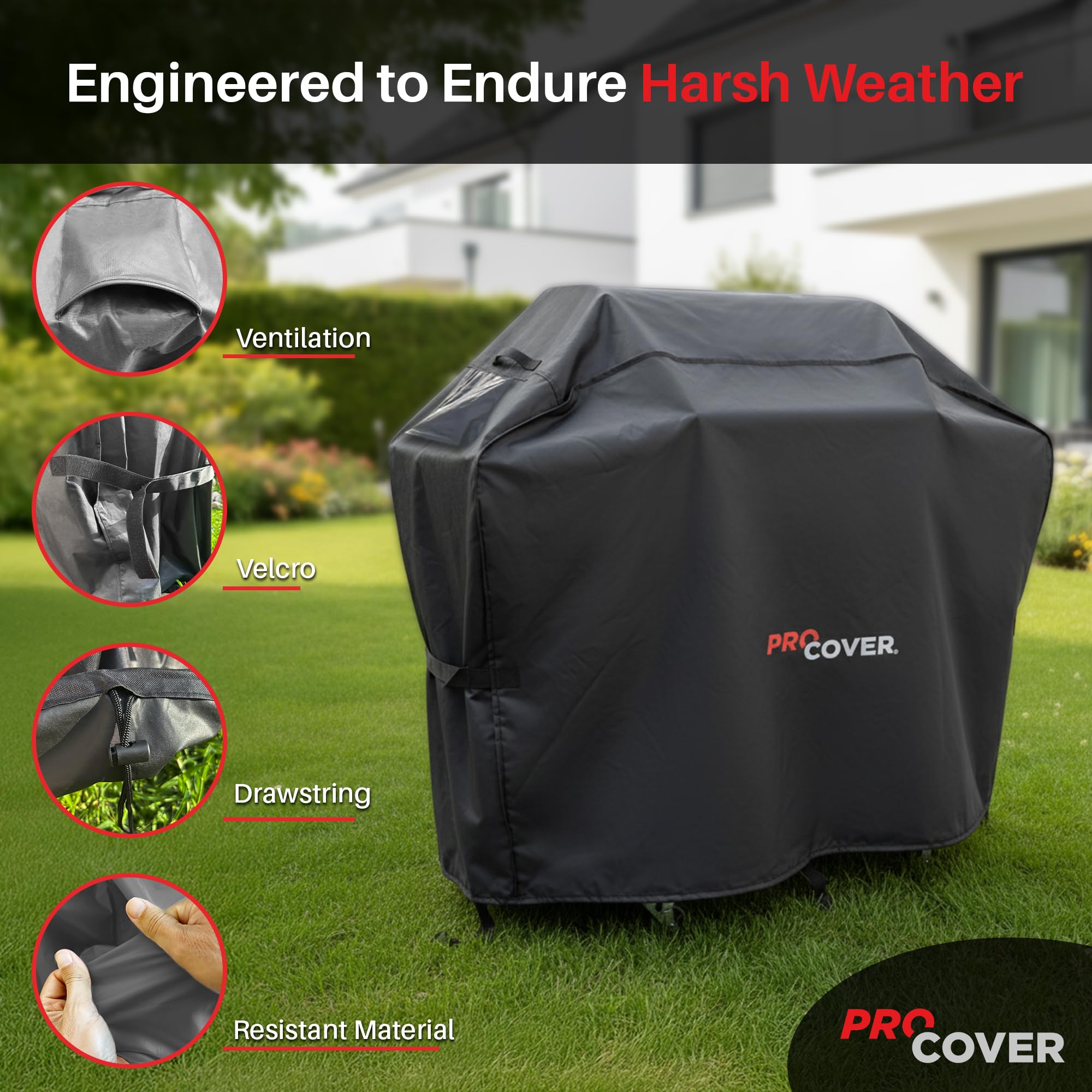 Housse Professionnelle pour Barbecue Extérieur Imperméable 132x112x66cm