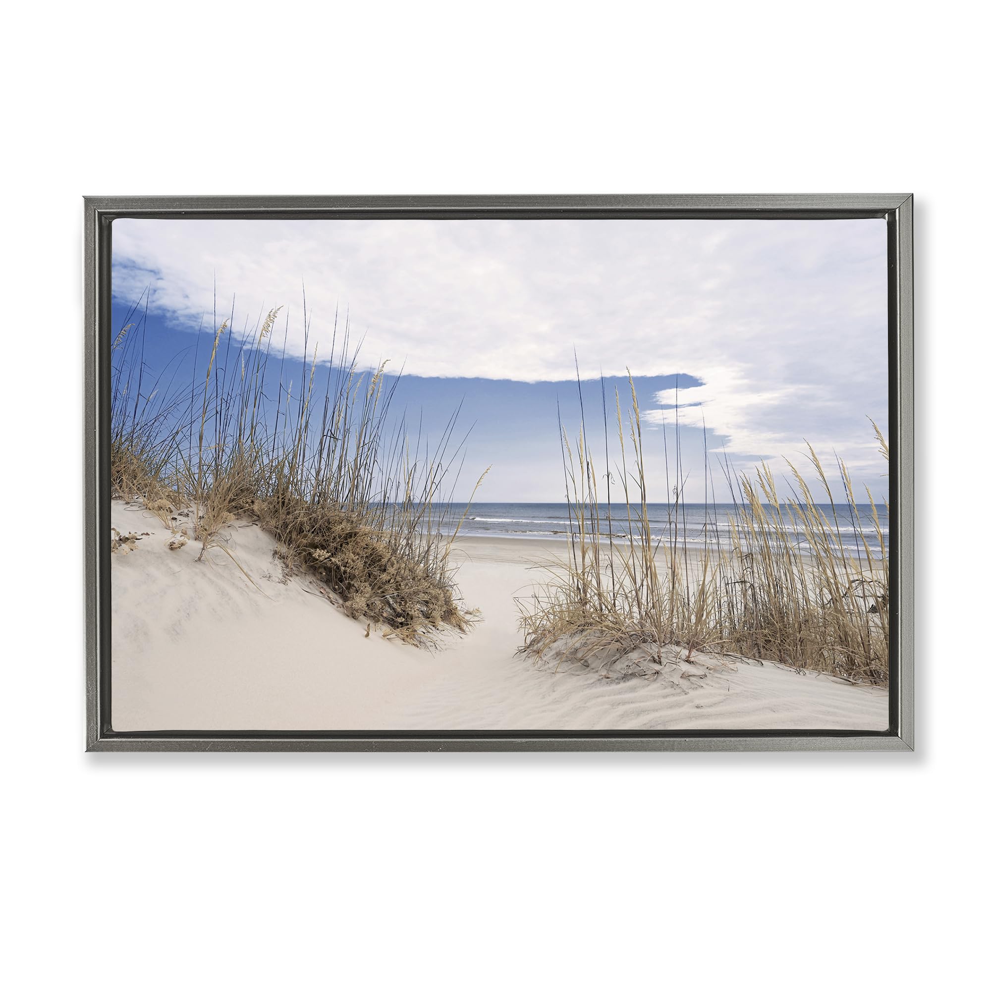 Stupell Industries 'Sea Oats Along Sandy Dunes', Floating Frame Canvas Art, Gray, 25 x 17 Inches, Easy to Hang and Sturdy, Made in USA, by Natalie Carpentieri