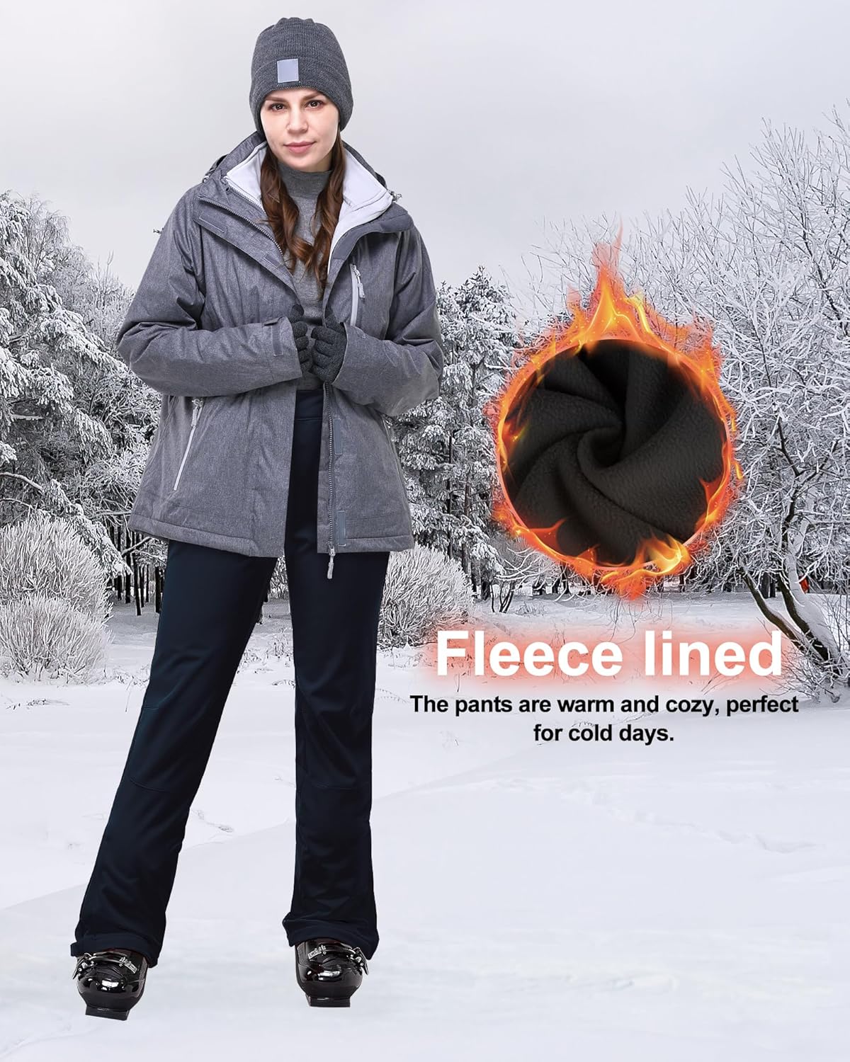 33,000ft Womens Snow Bibs Waterproof Insulated Snow Pants with Fleece Lined, Windproof Ski Pants Overalls for Snowboard - Image 4