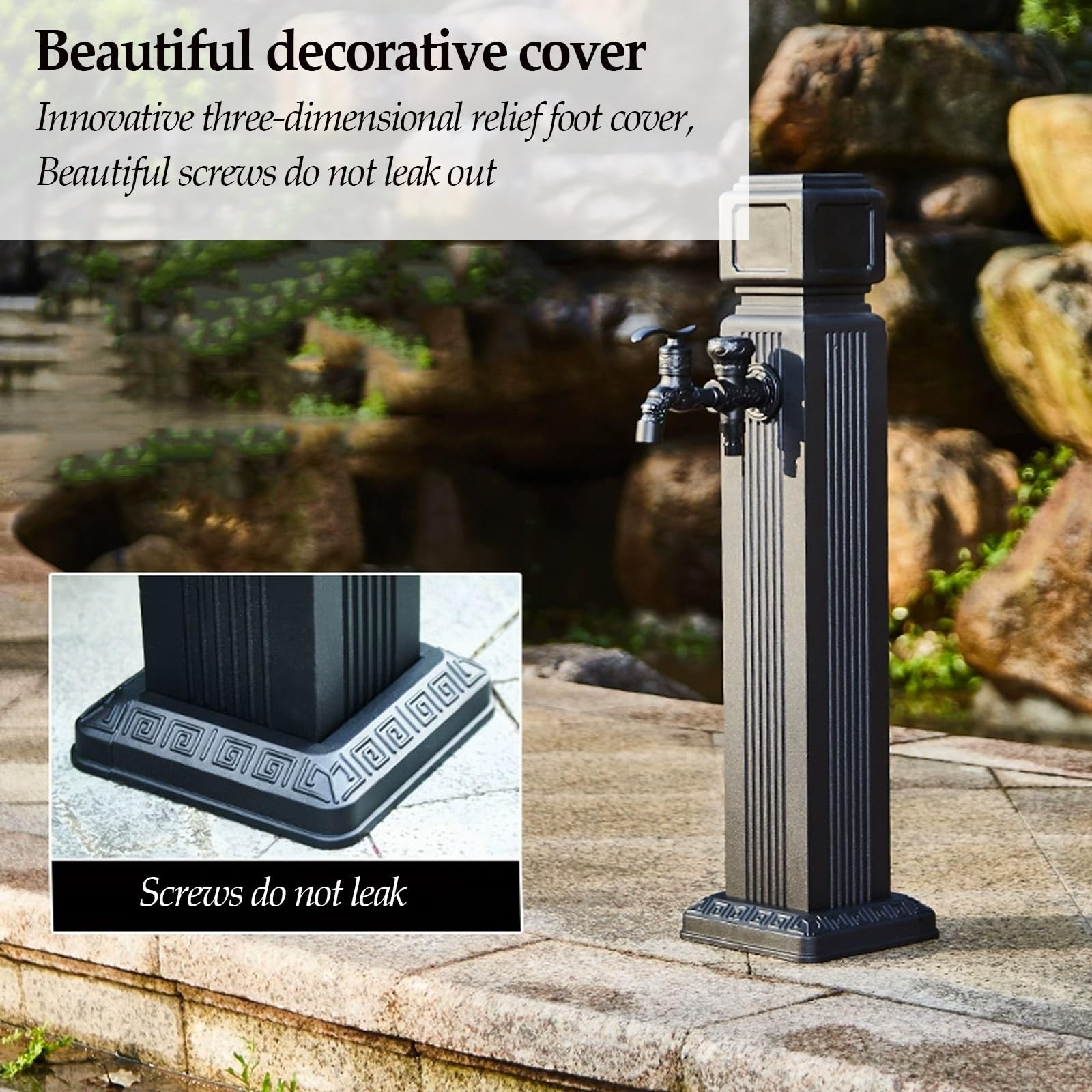 Columna vertical anticongelante para fuente de agua al aire libre con pistola de pulverización de manguera de latón, hidrante resistente a la intemperie para lavado de automóviles y riego de jardín