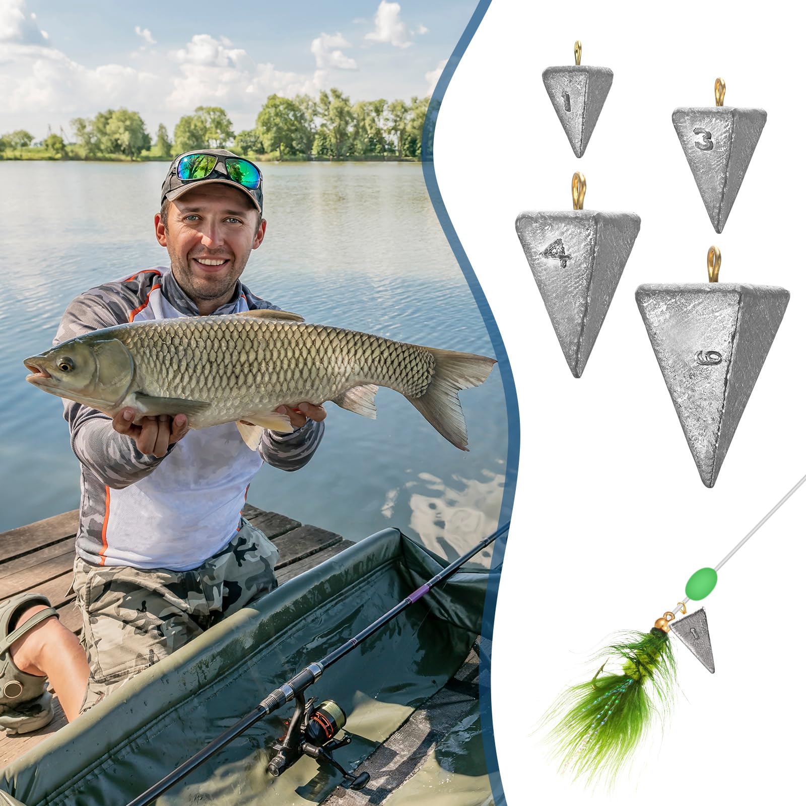 Zhanmai Pesca Pesi Sinker Assortimento Kit Rig Piramide Sinker Pesi Acqua Salata Acqua Dolce Sinkers Bass Casting Attrezzatura in 1, 3, 4, 6oz