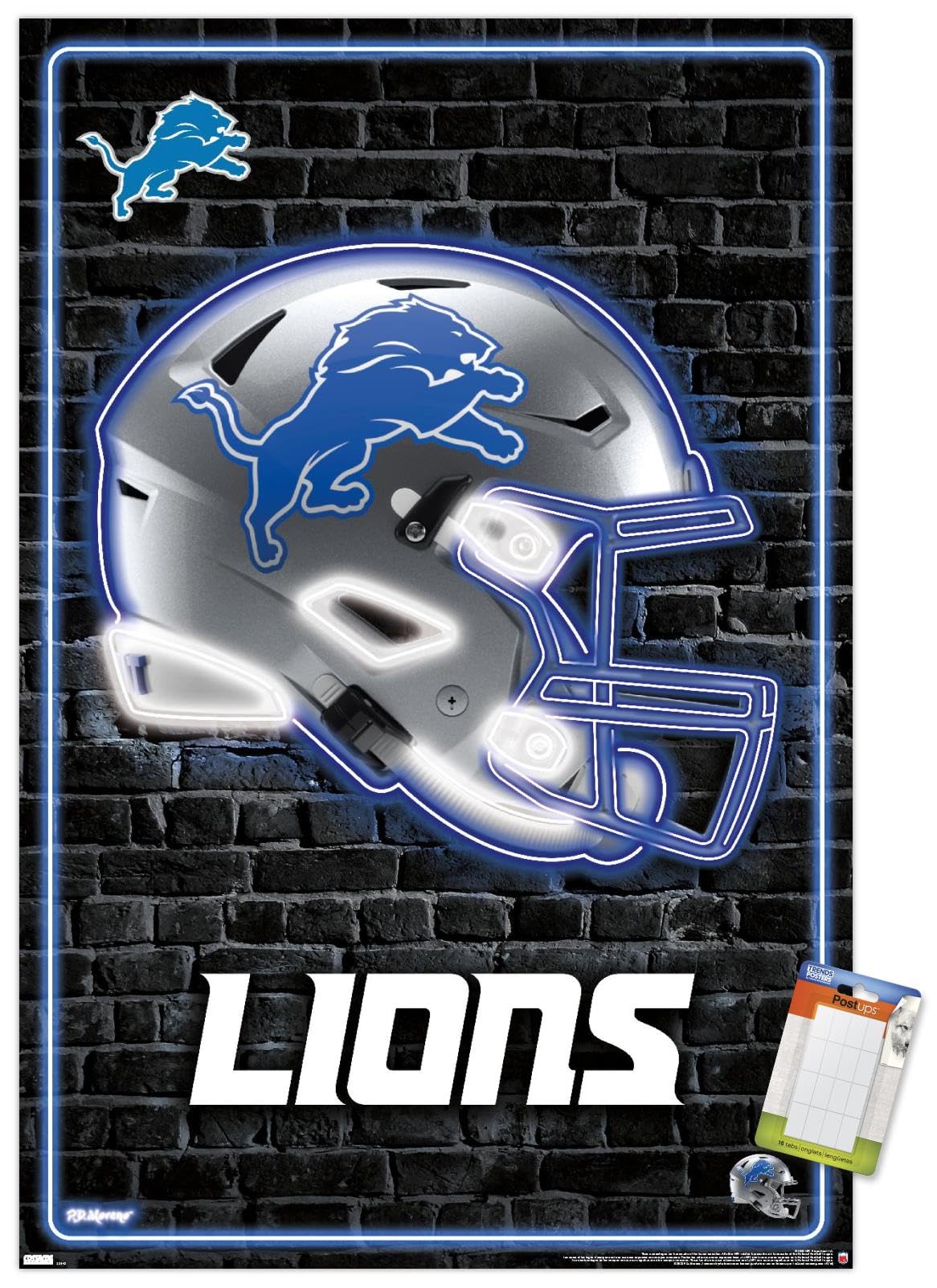 Amazon.com: Trends International NFL Detroit Lions - Neon Helmet 23