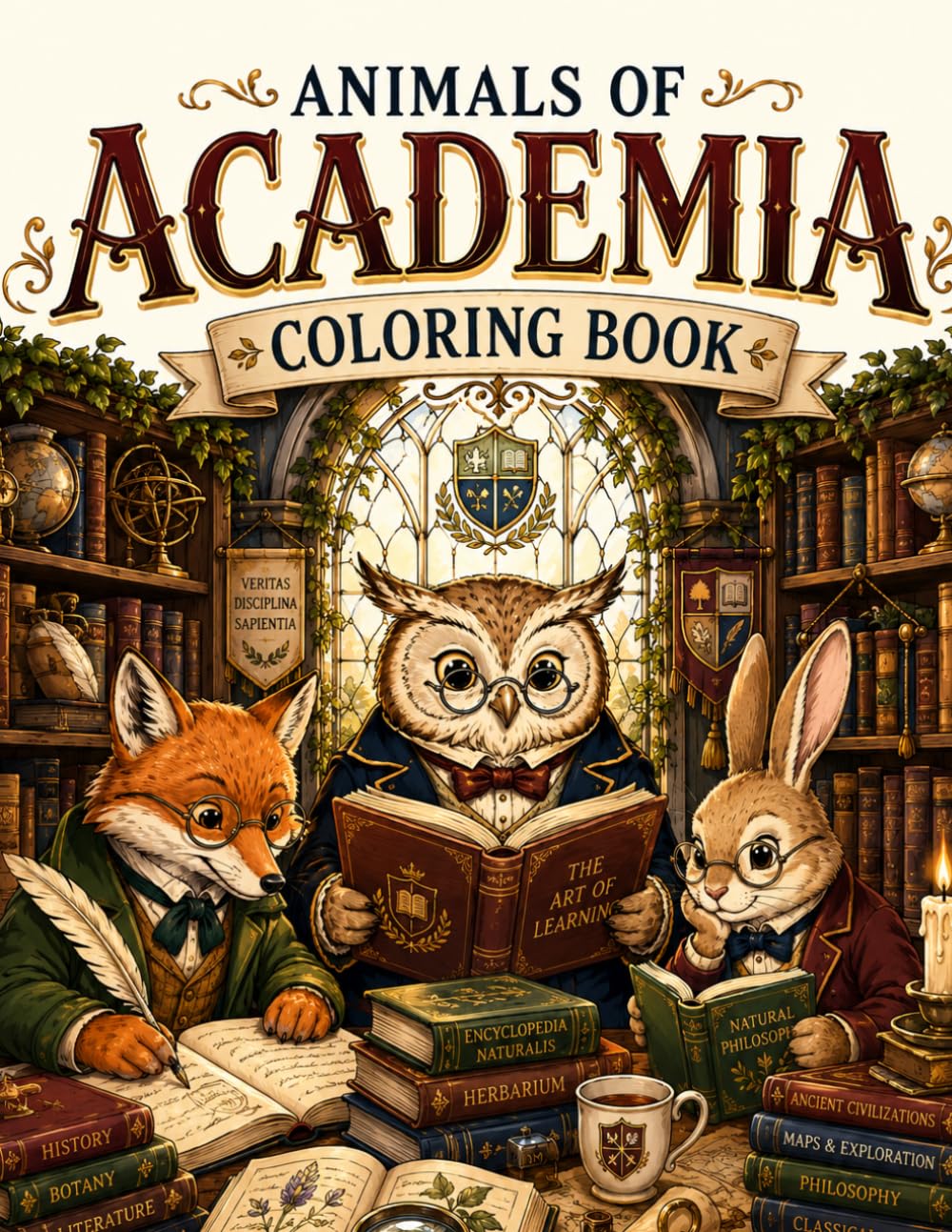 Animals of Academia Coloring Book: A Whimsical Adult Art Journey Through Gothic Libraries, Vintage Studies, Cottagecore Hideaways, and Charming Scholar Creatures for Stress Relief