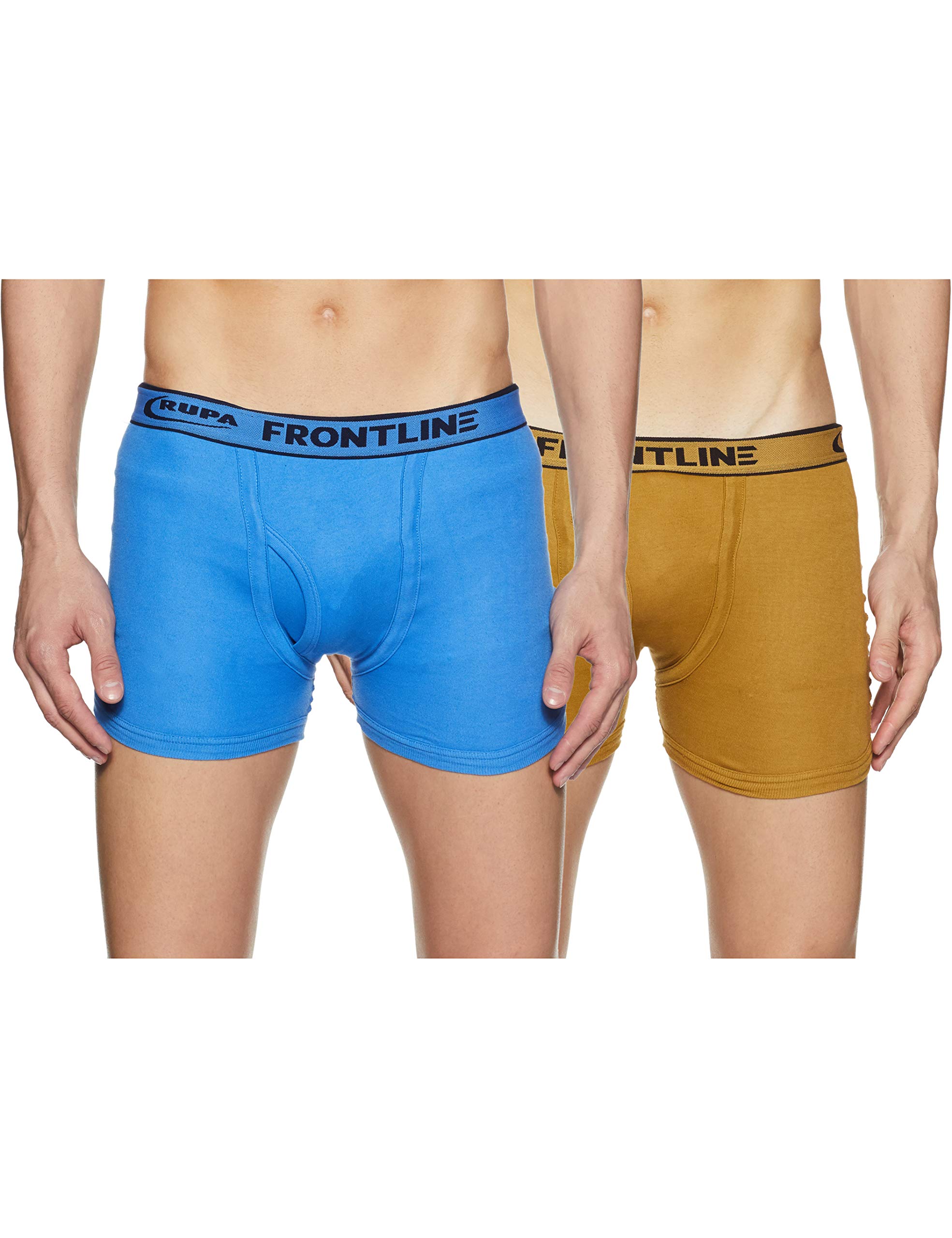 FRONTLINE Plain Long Trunk for Men, 100% Cotton Material, Outer Elastic, Pack of 2-image-25