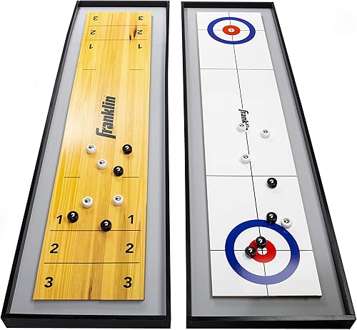 Franklin Sports Mesa de Shuffleboard y Curling 2 en 1 - Juego de Mesa Portátil Incluye 8 Mini Discos Rodantes - 45"