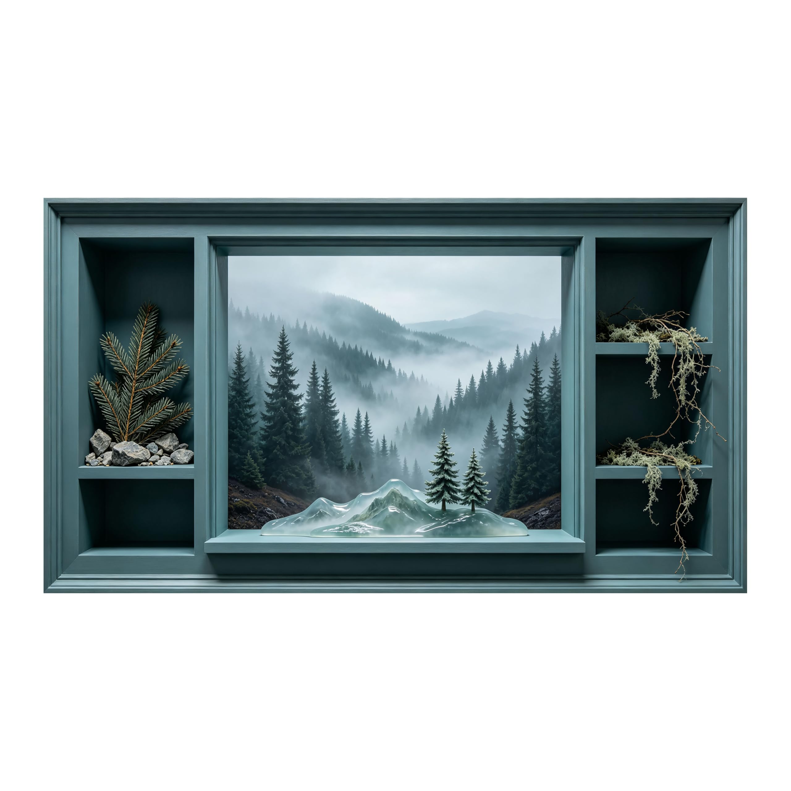 Yzpallescene Art260711182 3D Framed Wall Art Forest Mountain Wilderness Panoramic Nordic Landscape Large Size Selfadhesive Removable Wall Decor Prints Artwork For Living Room Bedroom Office