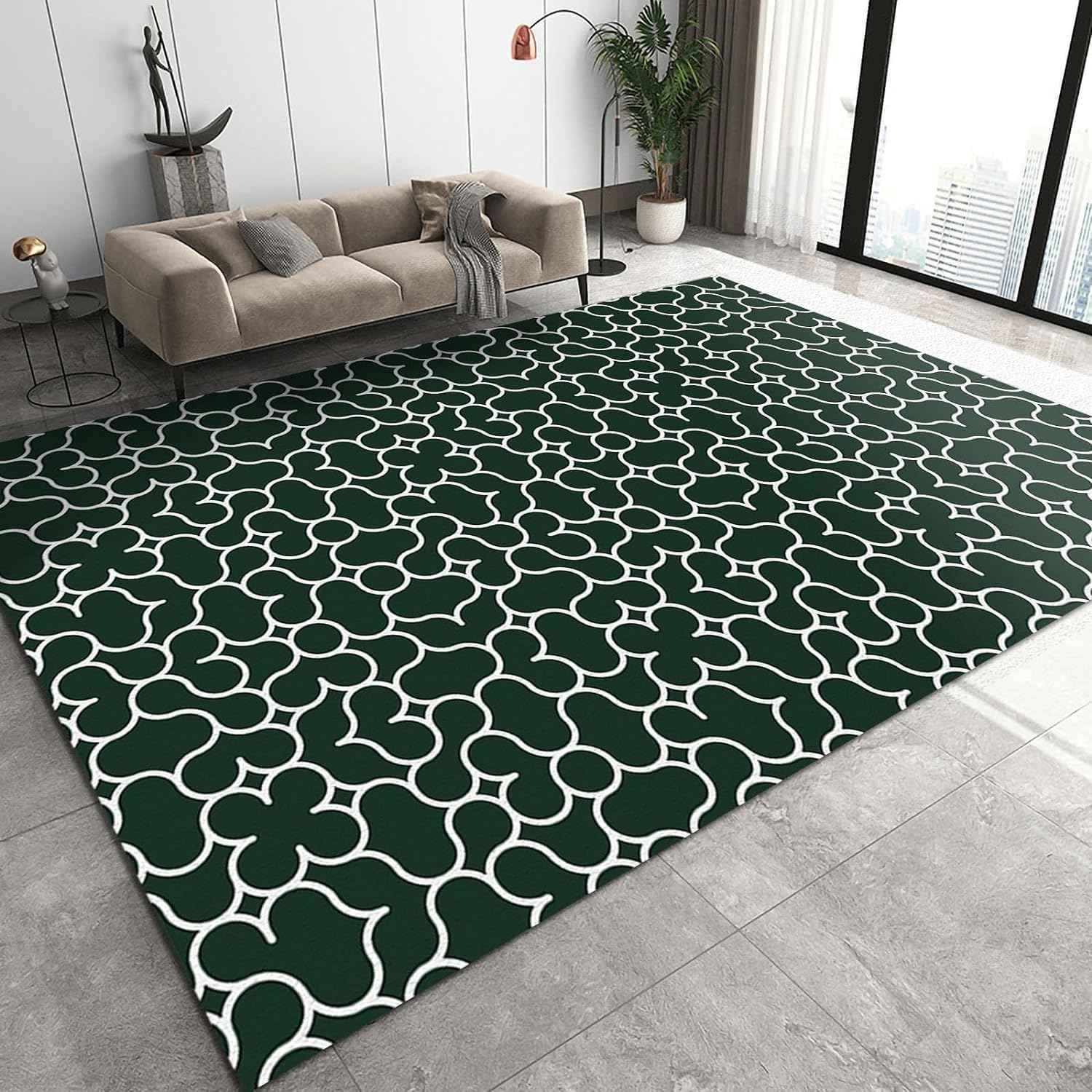 Tapis de salon 180x280 cm rayé 3D en polyester antidérapant