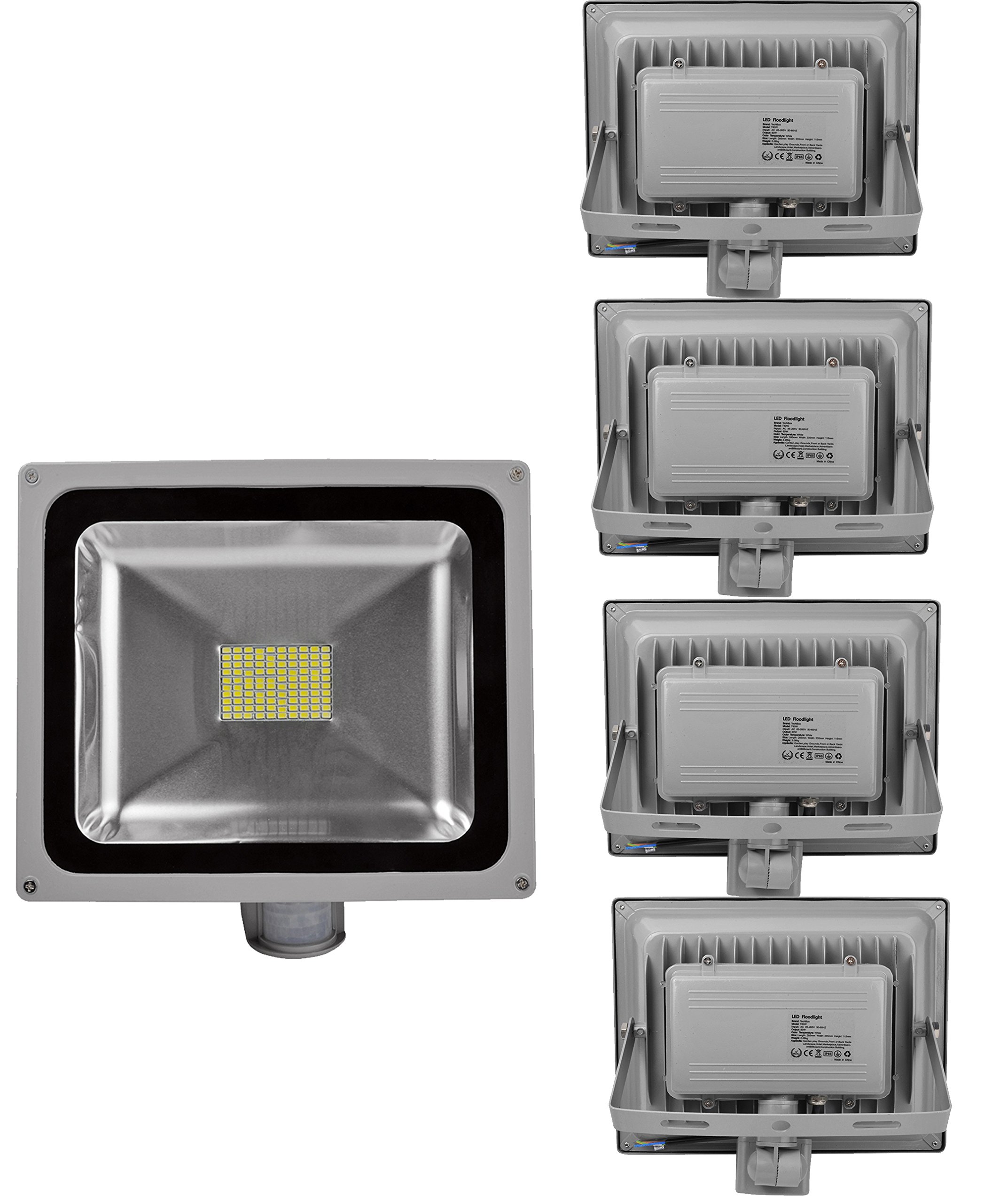 5X 20W 30W 50W 80W SMD Fluter mit Bewegungsmelder LED Strahler Kaltweiß kaltweiss Licht IP65 Wasserdicht LED Lampe Wandleuchter Flulicht Flutbeleuchtung LED Gartenlampe Außenstahler(80 watt)