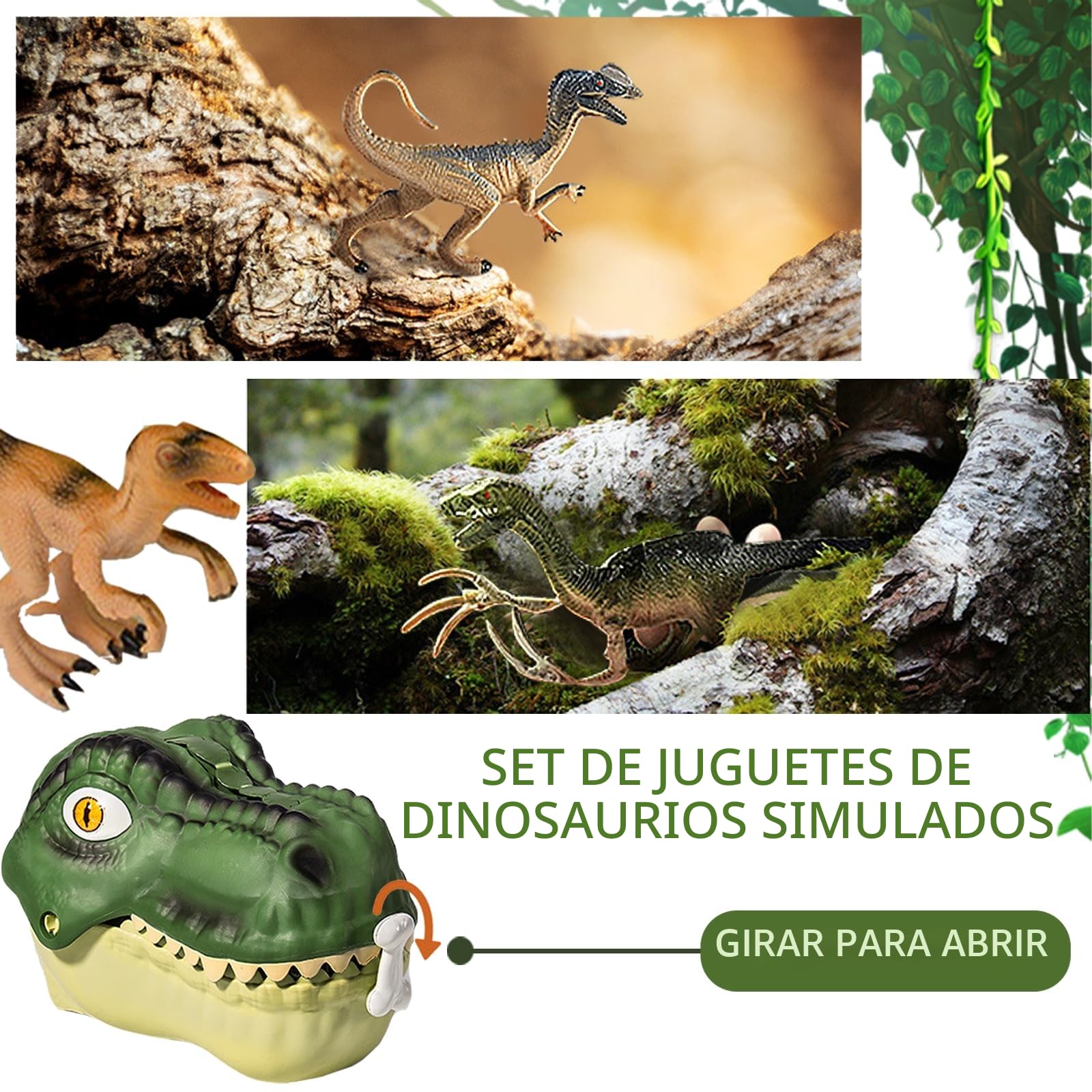 LUKIUP Juego de 46 Juguetes de Dinosaurios, 26 Figuras realistas de Dinosaurios, Caja de Almacenamiento para 3, 4, 5, 6, 7 años, para cumpleaños Infantiles, Regalos