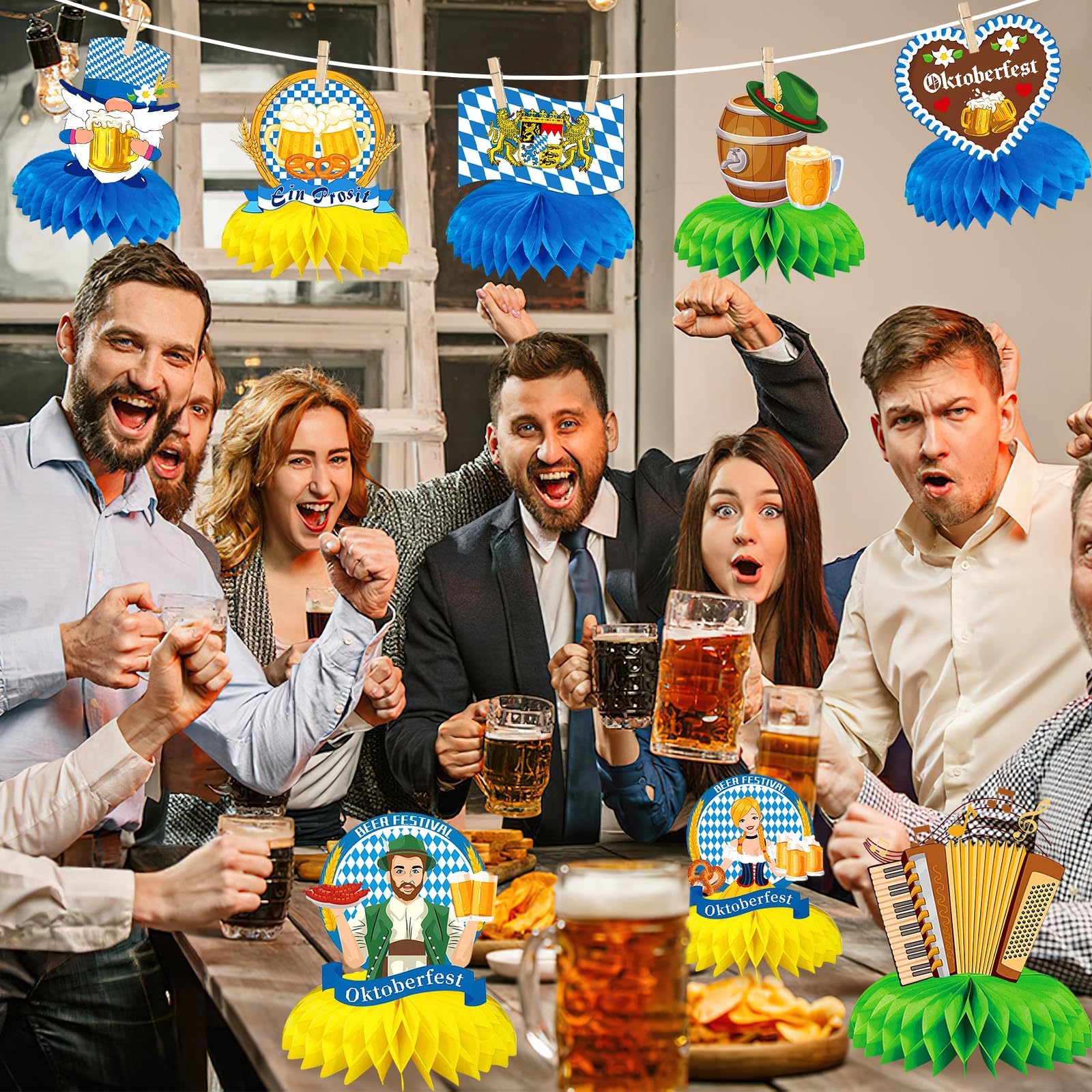 JULMELON Weihnachtstischdeko Set - 8x 3D Waben Mittelstücke Mit Weihnachtsmotiven Für Festtafeln