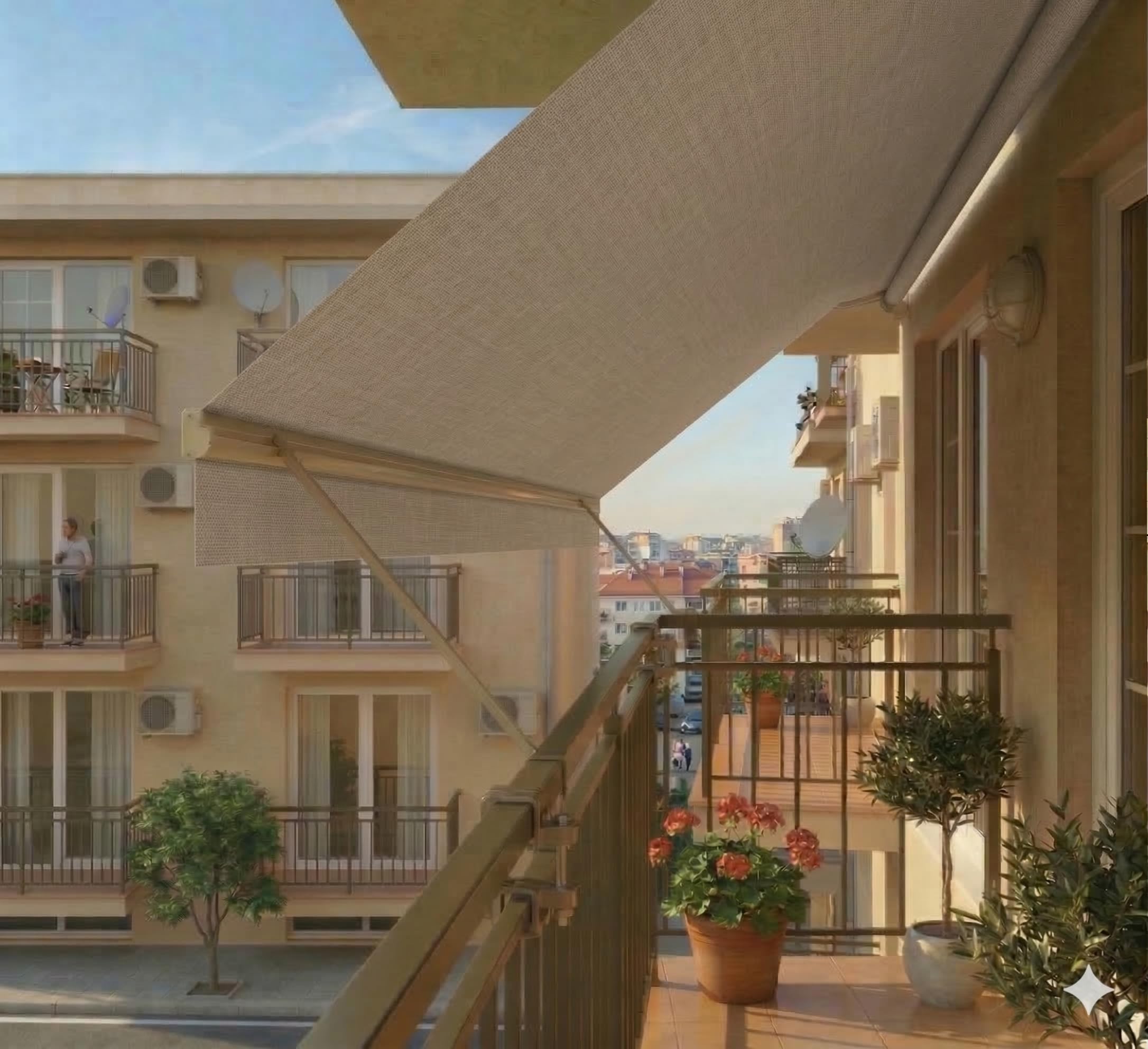 Aeffe Tenda da Sole a Caduta 300 x 250 cm Avvolgibile Estensibile Struttura Alluminio Tessuto 280gr/mq Beige