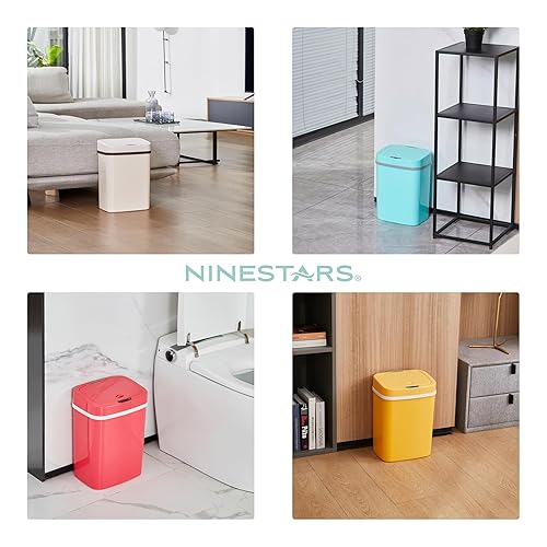 Miniatura 2 de Ninestars DZT-12-5WH - Bote de basura automático con sensor de movimiento infrarrojo sin contacto para habitación o baño, 3 galones y 12 L, plástico