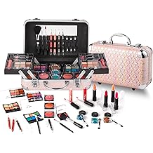 Hot Sugar All In One Makeup Set for Teen Girls - Full Makeup Kit for Beginners With Eye Shadow Palette, Blush, Lip Gloss, Brush, Mirror (Pink Heart)