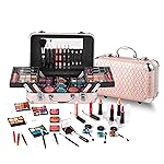 Hot Sugar All In One Makeup Set for Teen Girls - Full Makeup Kit for Beginners With Eye Shadow Palette, Blush, Lip Gloss, Brush, Mirror (Pink Heart)