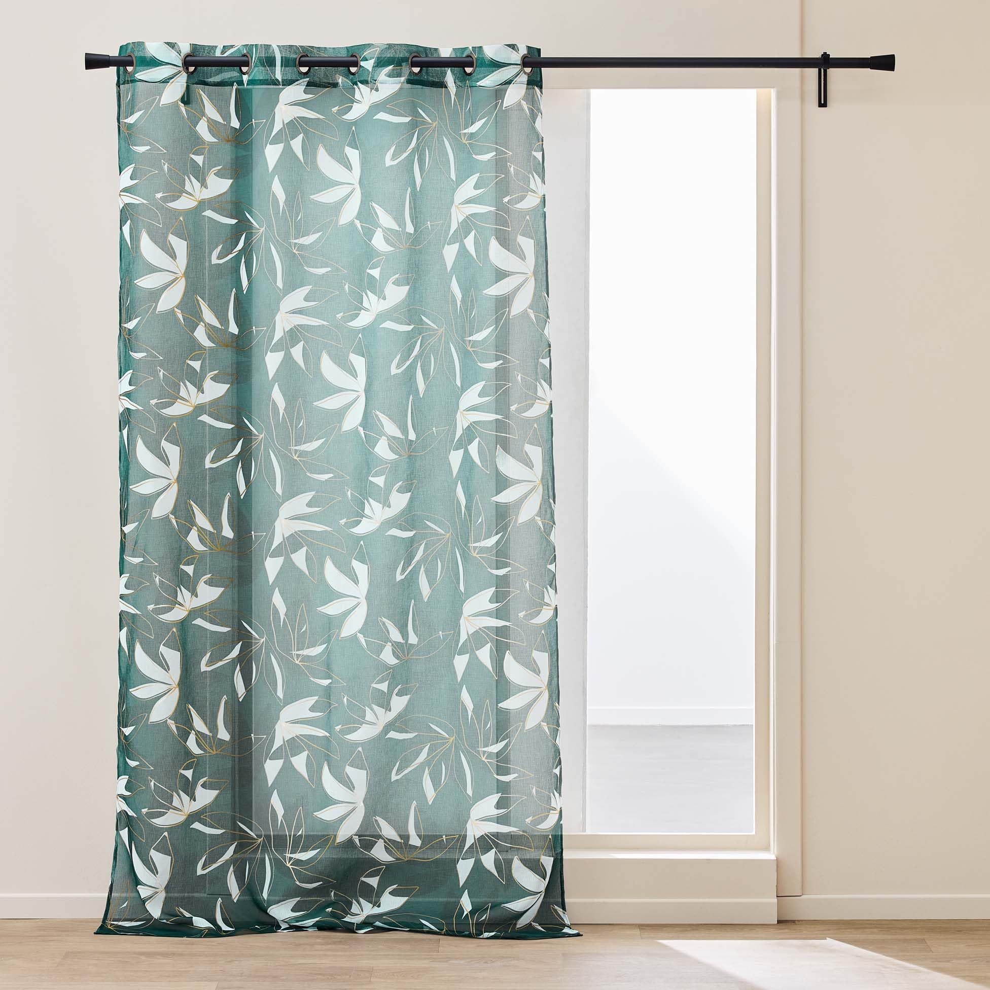 Douceur d'Intérieur, ELSA Eyelet Curtain 140 x 280 cm Sandblasted Metallic Printed