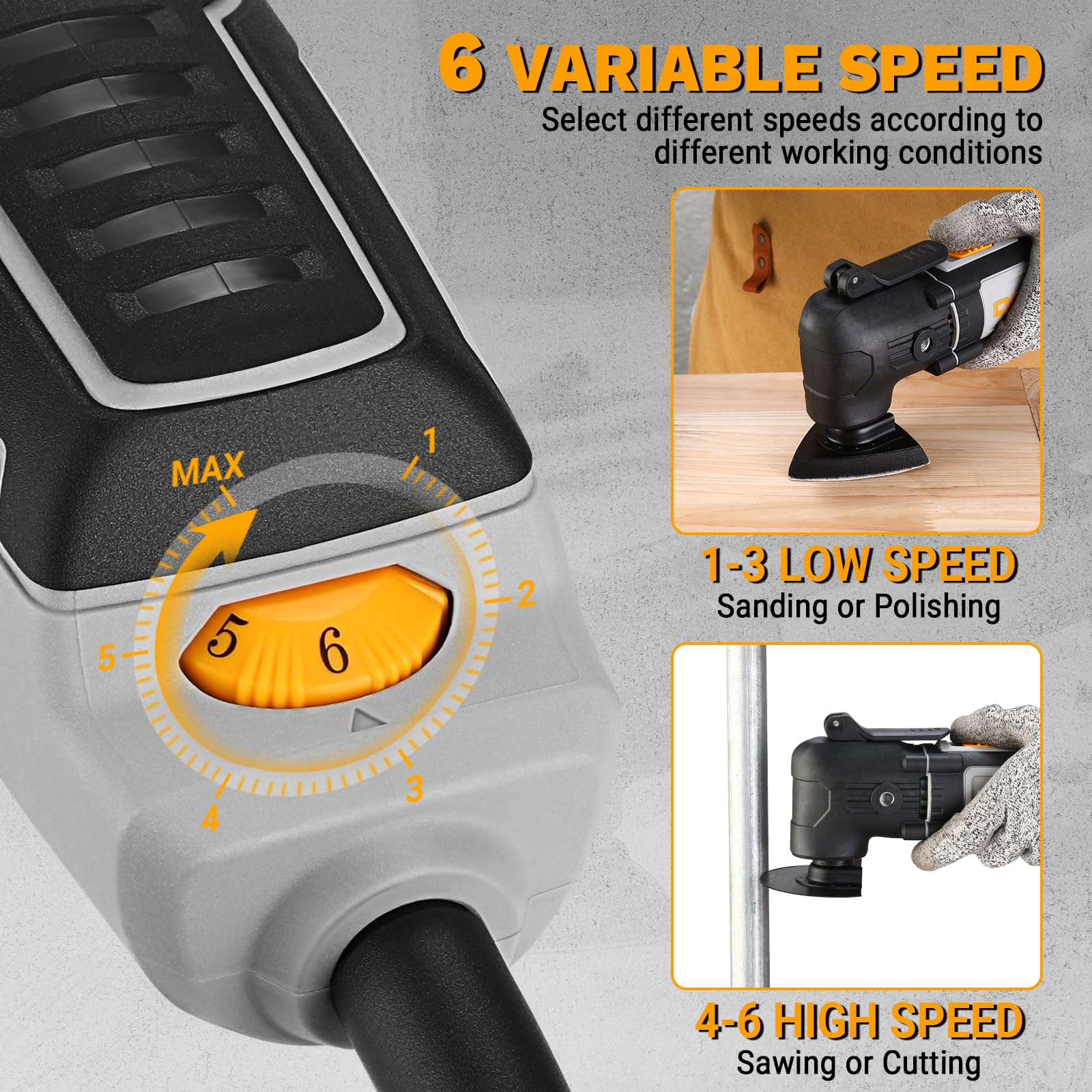 Strumento Multifunzione da 300 W con Sistema di Cambio Rapido e Movimento Alternativo: DEKOPRO 3000-22000RPM, Strumento Elettrico Multifunzione con Cavo
