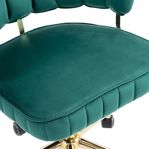 Miniatura 7 de SSLine Elegante silla de escritorio de terciopelo para niñas y mujeres, silla giratoria para computadora de oficina con ruedas, moderna silla de