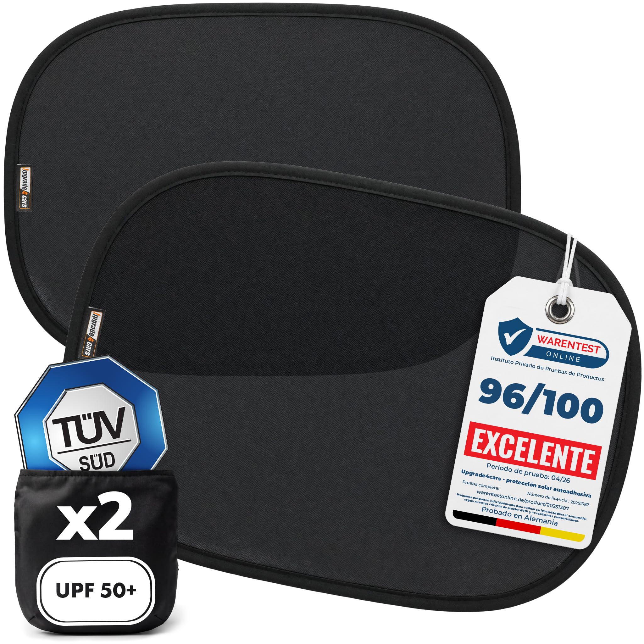 Upgrade4cars 2 x Parasol Coche Bebe con Protección UV | Protector Solar Autoadhesivo para Ventana Lateral Trasero | Interior Ventanas Laterales Niños