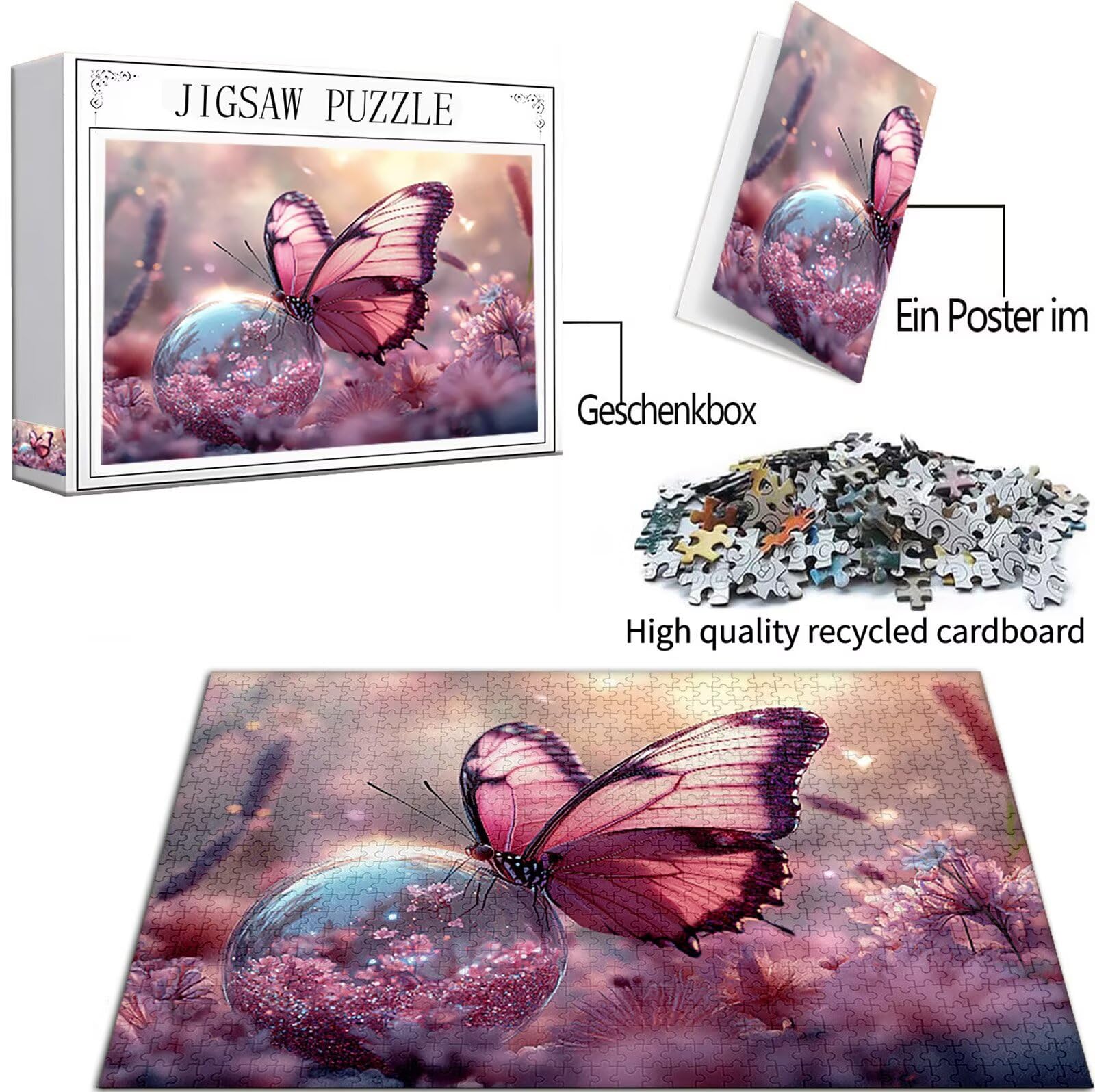 Puzzle dla dorosłych, 5000 szt., puzzle motylkowe, kryształowy wzór, drewniane puzzle, gry edukacyjne, wyzwanie, rękodzieło dla dorosłych, z pudełkiem na prezent, dekoracja ścienna do pokoju domowego