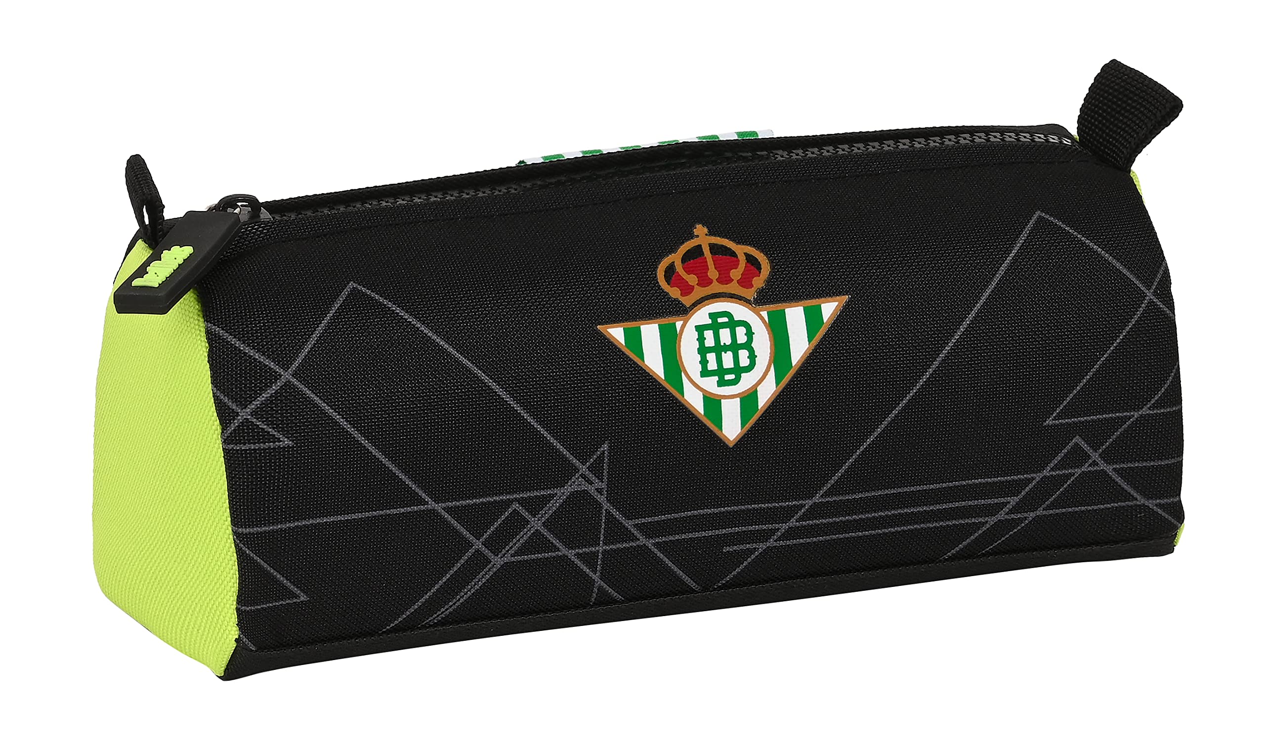 Real Betis BALOMPIE – Pencil Case with Zip and Compartment, Children's Pencil Case, Ideal for School Children, Comfortable and Versatile, Resistance, 21x7x8 cm, Black/Lime Green, Estándar, Casual