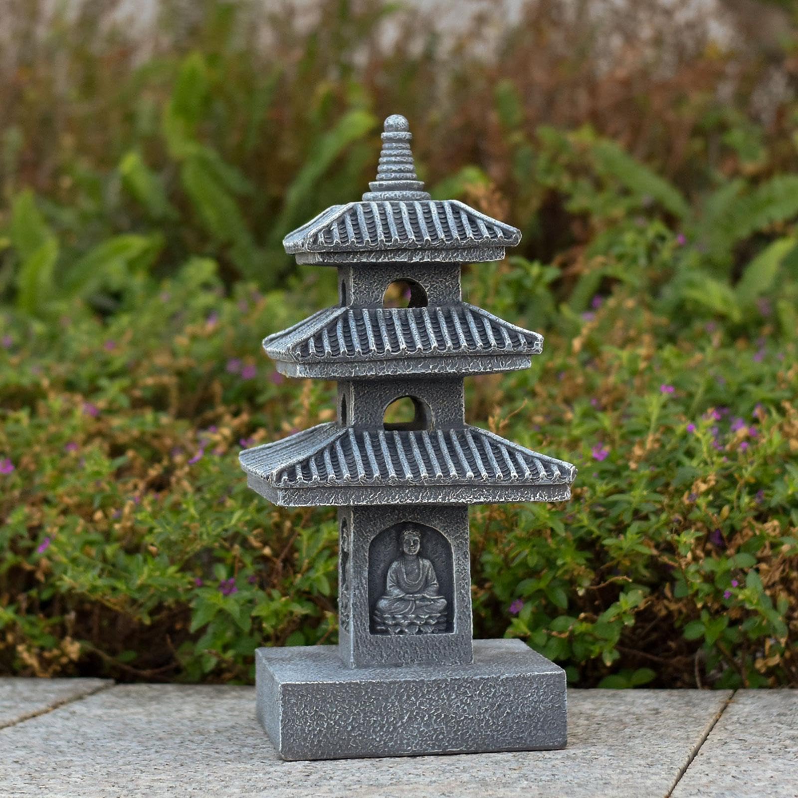 Statua da Giardino a Forma di Pagoda Solare, Ornamento per Paesaggio Cinese, Decorazione per Cortile, Statuetta in Resina, Scultura in Pietra Artigian, Grigio Scuro