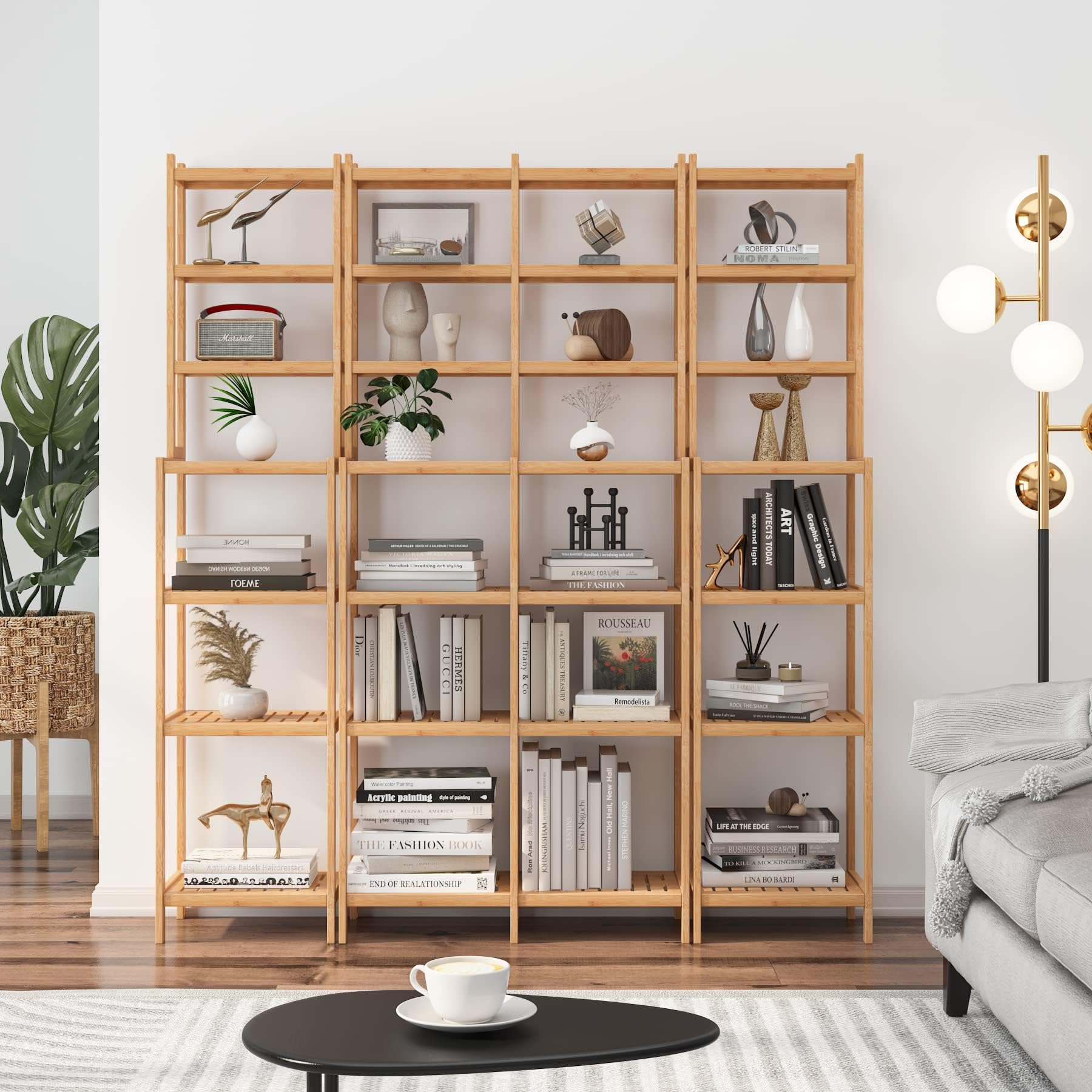 Scaffale In Bambù Per Bagno E Casa - 7 Ripiani Regolabili 160x36x28cm - Foto 7