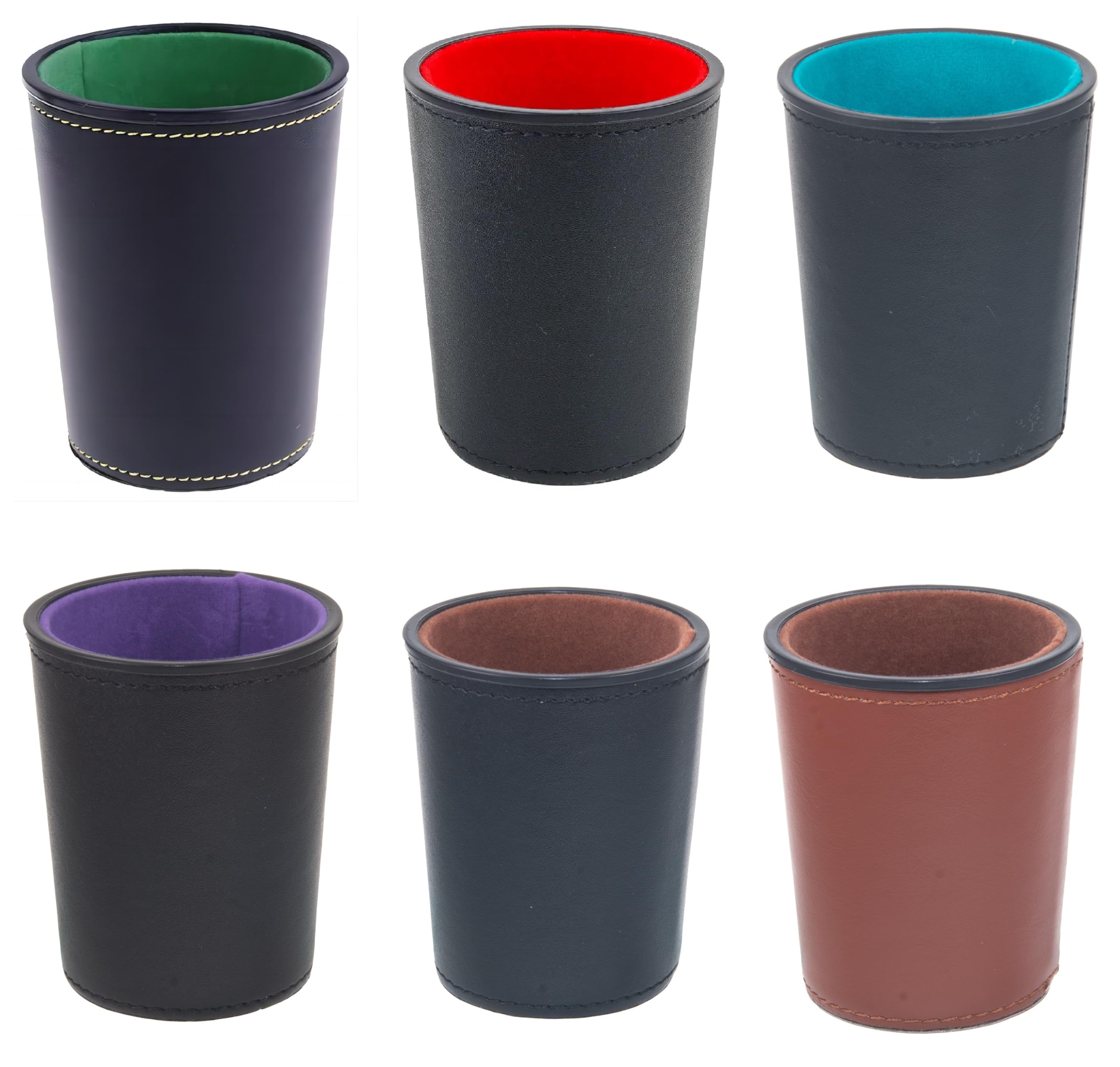 Bamboo's Grocery LoKii Leder-Würfelbecher, innen mit Filz gefüttert, 6 Shakerbecher und 30 Punktwürfel, eine Tragetasche, braun