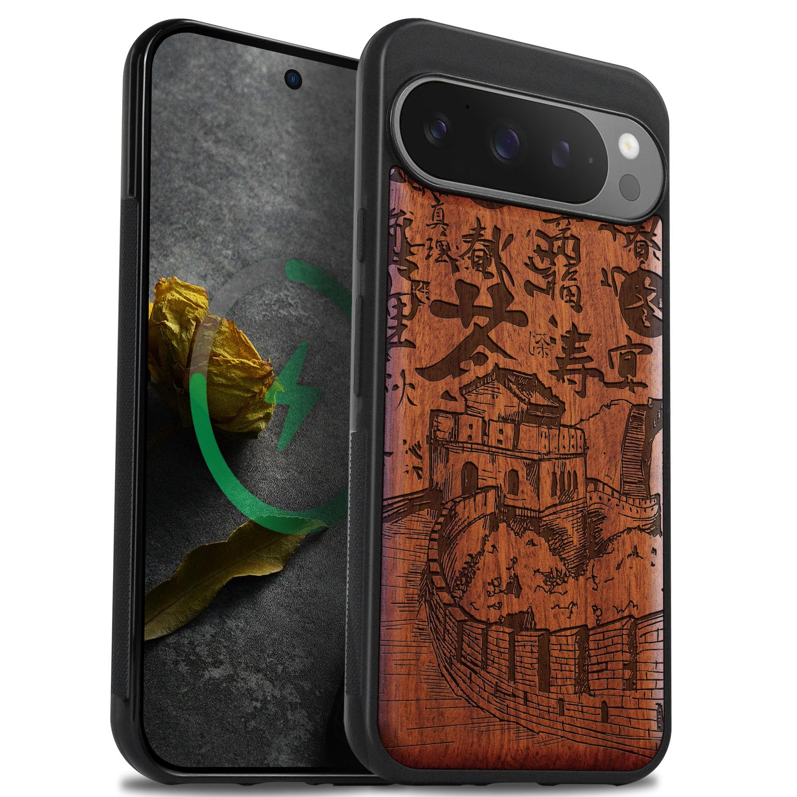 Étui bois Pixel 9 Pro XL coque gravée Grande Muraille - 8
