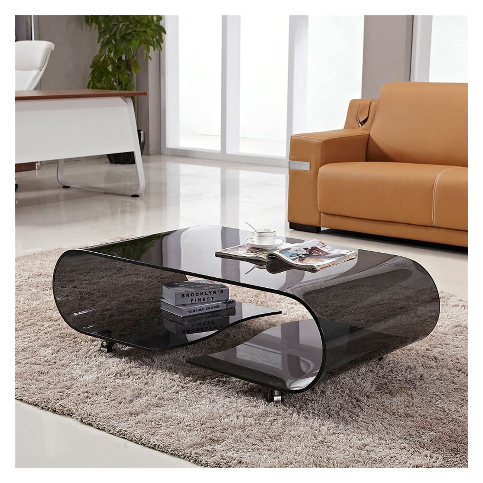Tavolino Da Salotto WOHNLING Design WL5.735 - Sonoma, 105x60x48,5 Cm, Con Ruote E Ripiani