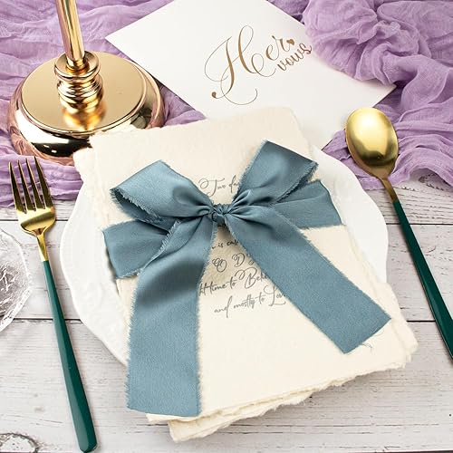 Vista 25 de Burgundy Dark Red Silk Ribbon 1-1/2 Inch x 21Yds Handmade Fringe Silky Chiffon Frayed Fabric Ribbon for Gift Wrapping, Flower Bouquet, Wedding