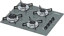 Cooktop 4 bocas Chamalux ultra chama Bivolt Trempe de Chapa Cinza