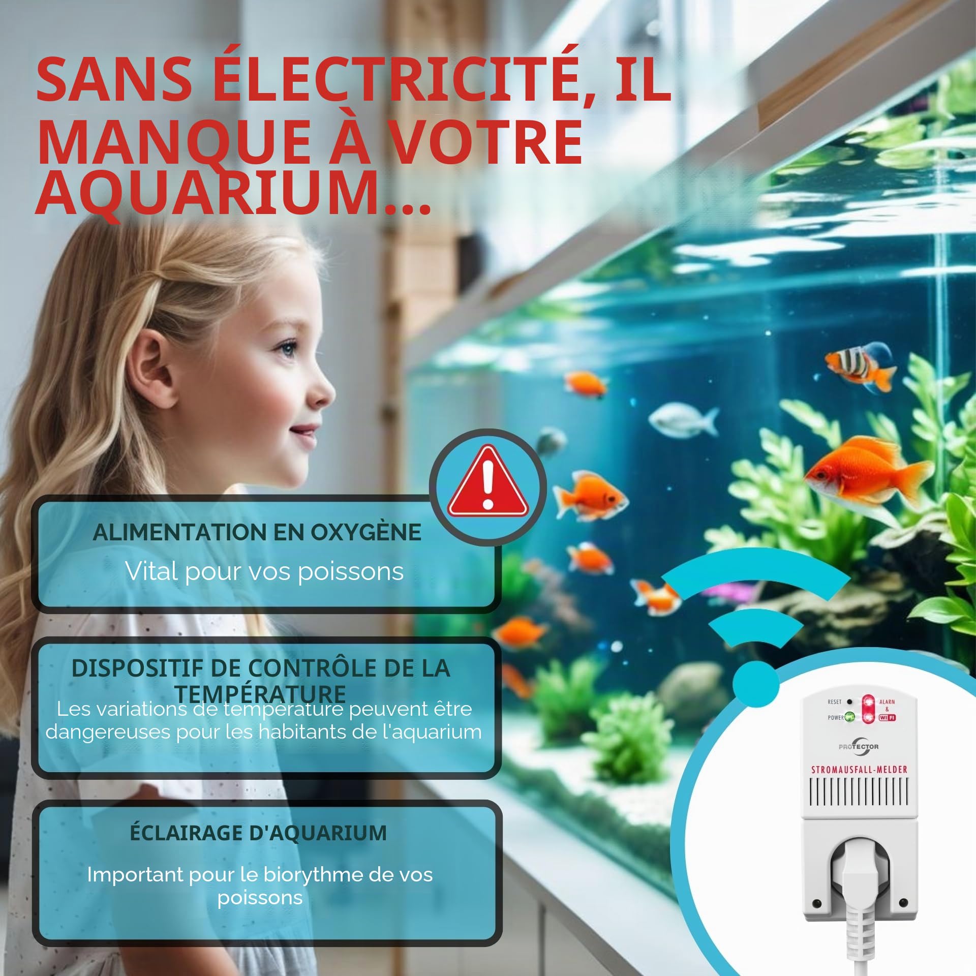 [Nouveau] Protector SAM-1010 - Détecteur de panne de courant, 3500 W avec WiFi et application, tampon d'urgence pendant 12 heures, alarme de courant pour coupure de courant, idéal pour