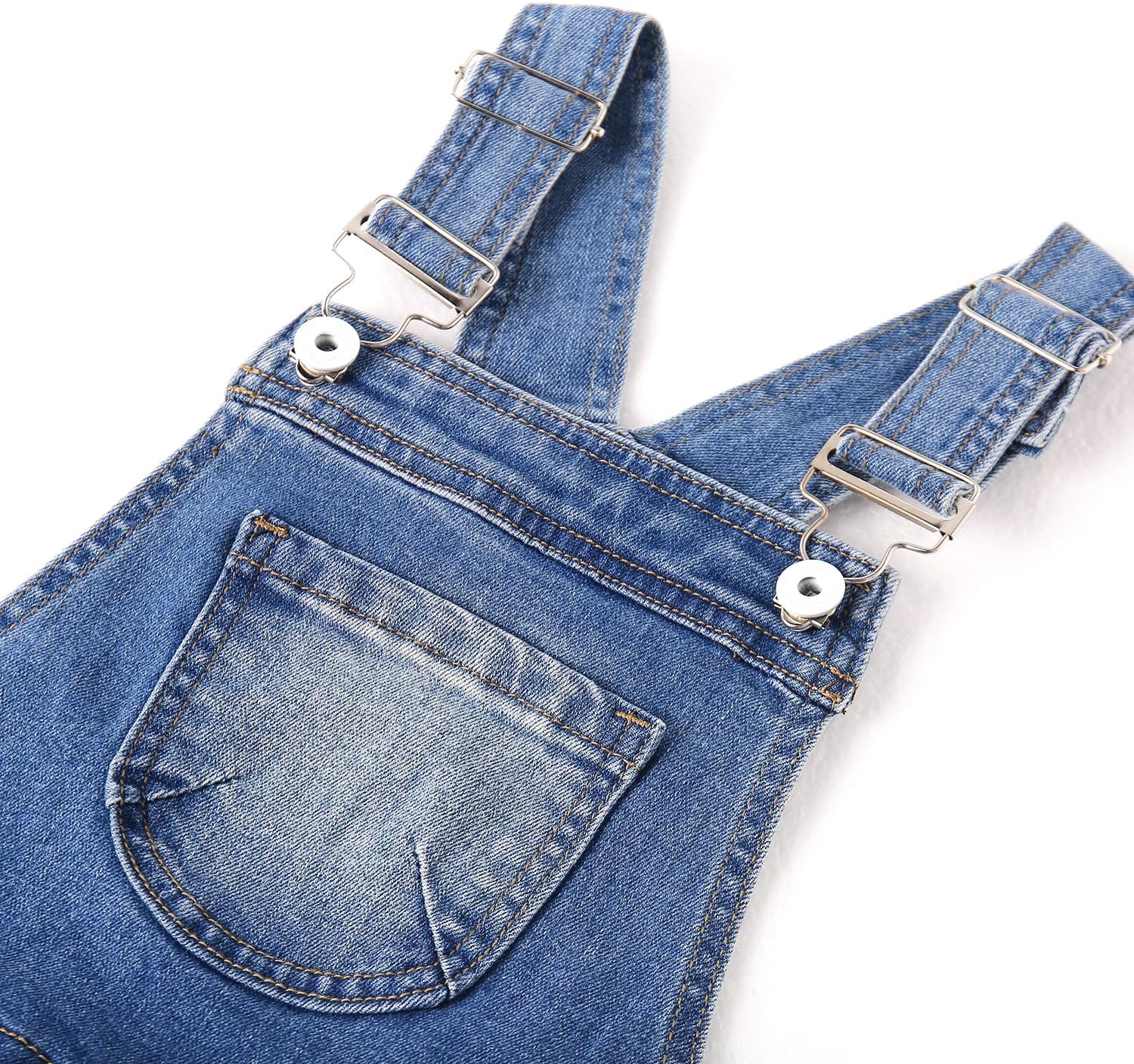 KIDSCOOL SPACE Girls Overalls Shorts,Little Big Girls Denim Ripped Summer Shortalls